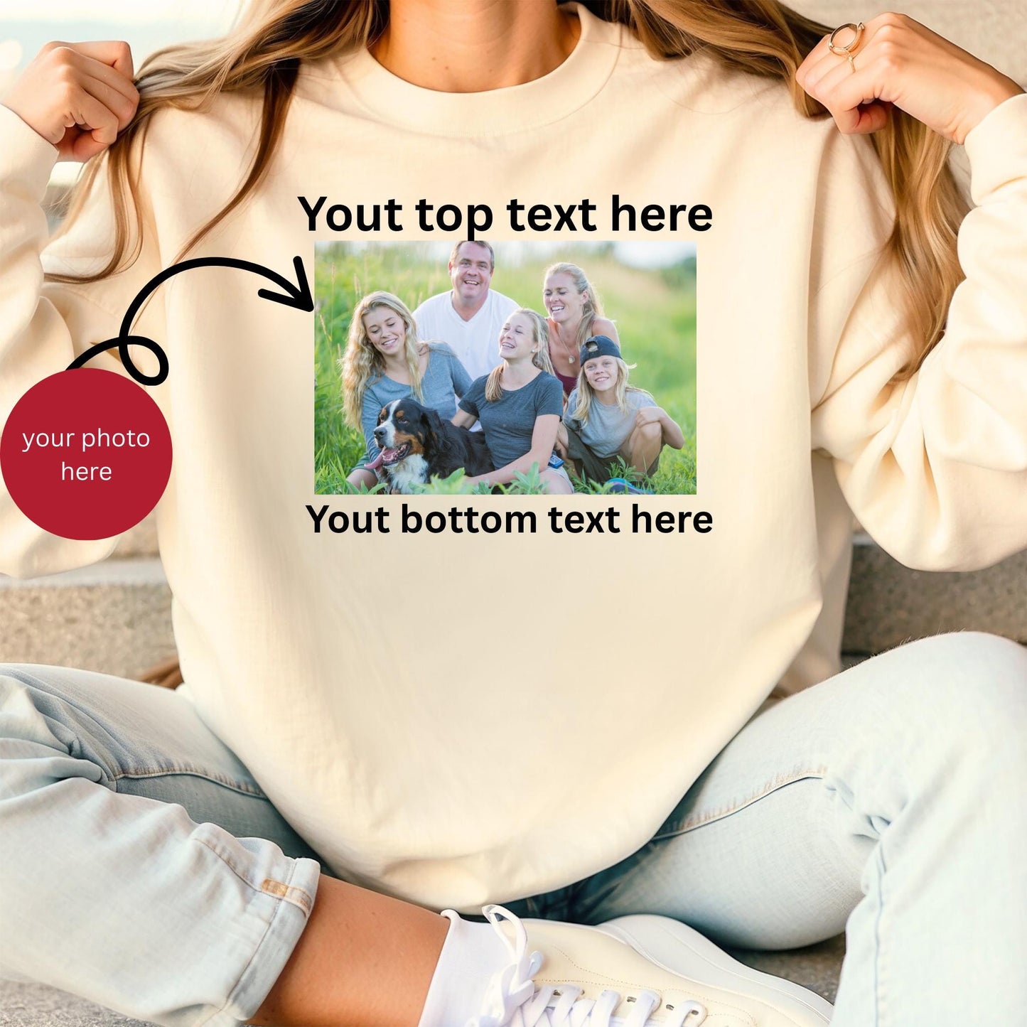 Custom Photo Text Sweatshirt Custom Family Picture Hoodie Custom Pet Photo Personalized Family Picture Tee Custom sweat with Photo Hoodie – Easygoing Wear · Great Gift For Fans