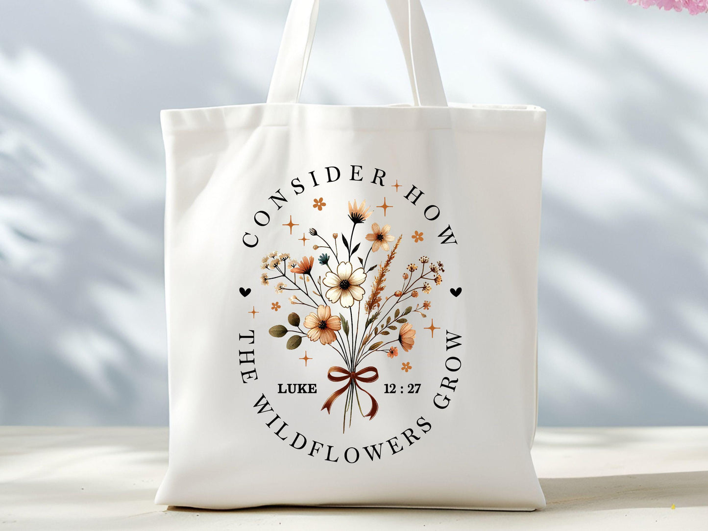 Consider How The Wildflowers Grow Tote Bag Wildflower Tote Bag Christian Tote Bag Flowers Bag Christian Gifts Bible BagFloral Tote Bag Tote Bag – Everyday Comfort · Top Pick For Any Outfit