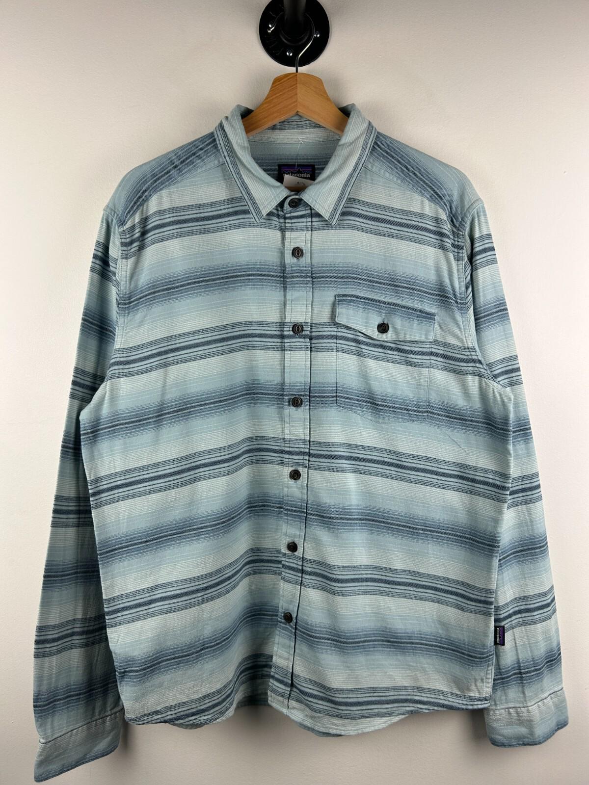 Vintage Patagonia Striped Blue Button Up Long Sleeve Shirt Size M Graphic Tee – Aesthetic Look · Must-Have Style