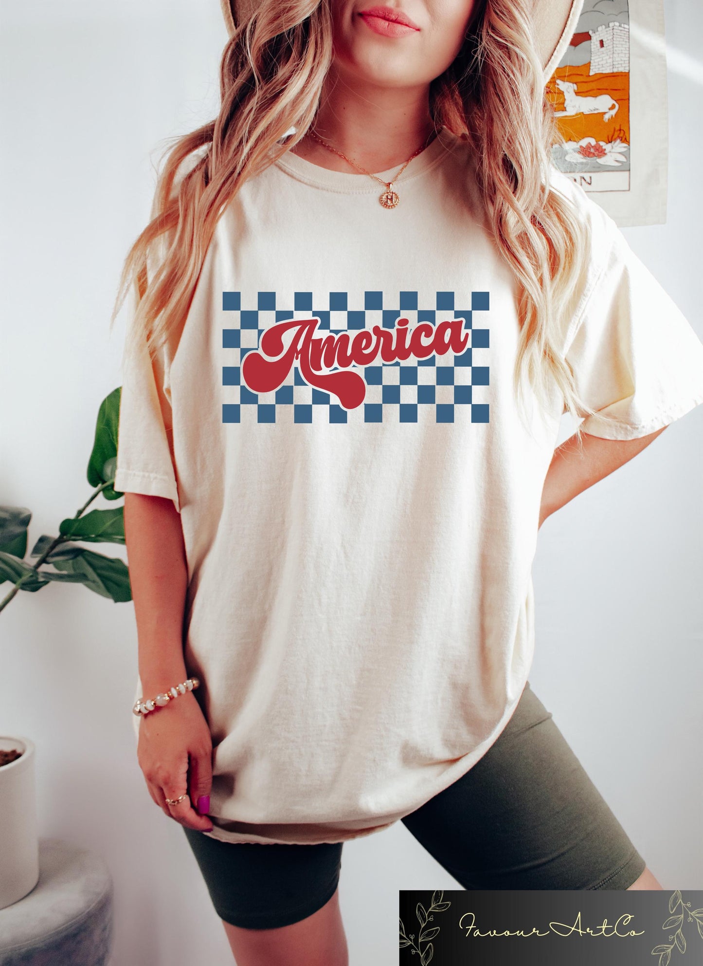 Retro Comfort Checkered USA Shirt Patriotic Women T shirt 4th Of July Crewneck Independence Day Gift Red White And Blue Shirt Graphic Tee – Premium Graphic · Trending Graphic Apparel