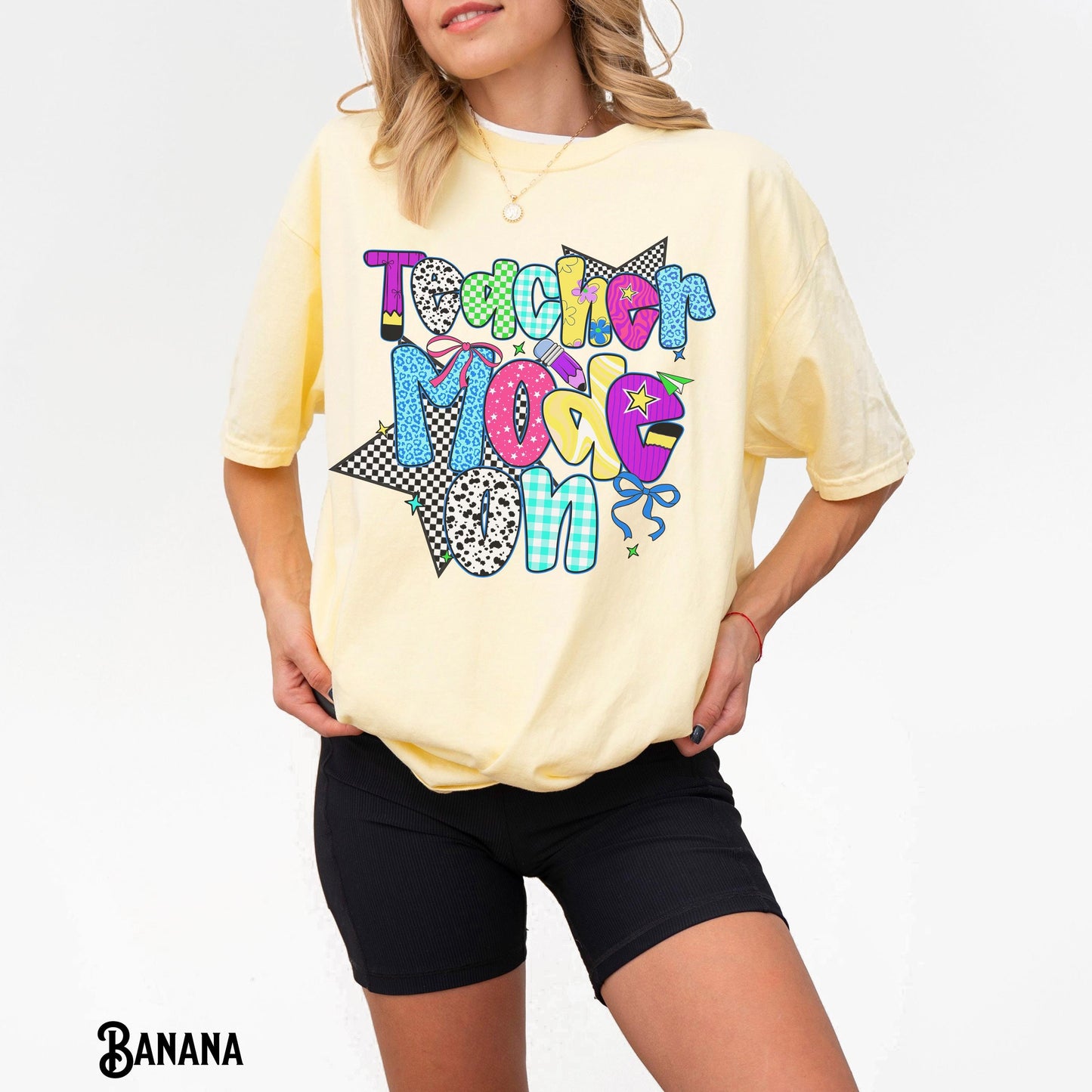 Teacher Shirt Teacher Mode On Tee Back to School Retro T Shirt Back 2 School Tshirt Funny Humorous Gift for Teacher Graphic Tee – Easygoing Wear · Great Gift For Fans