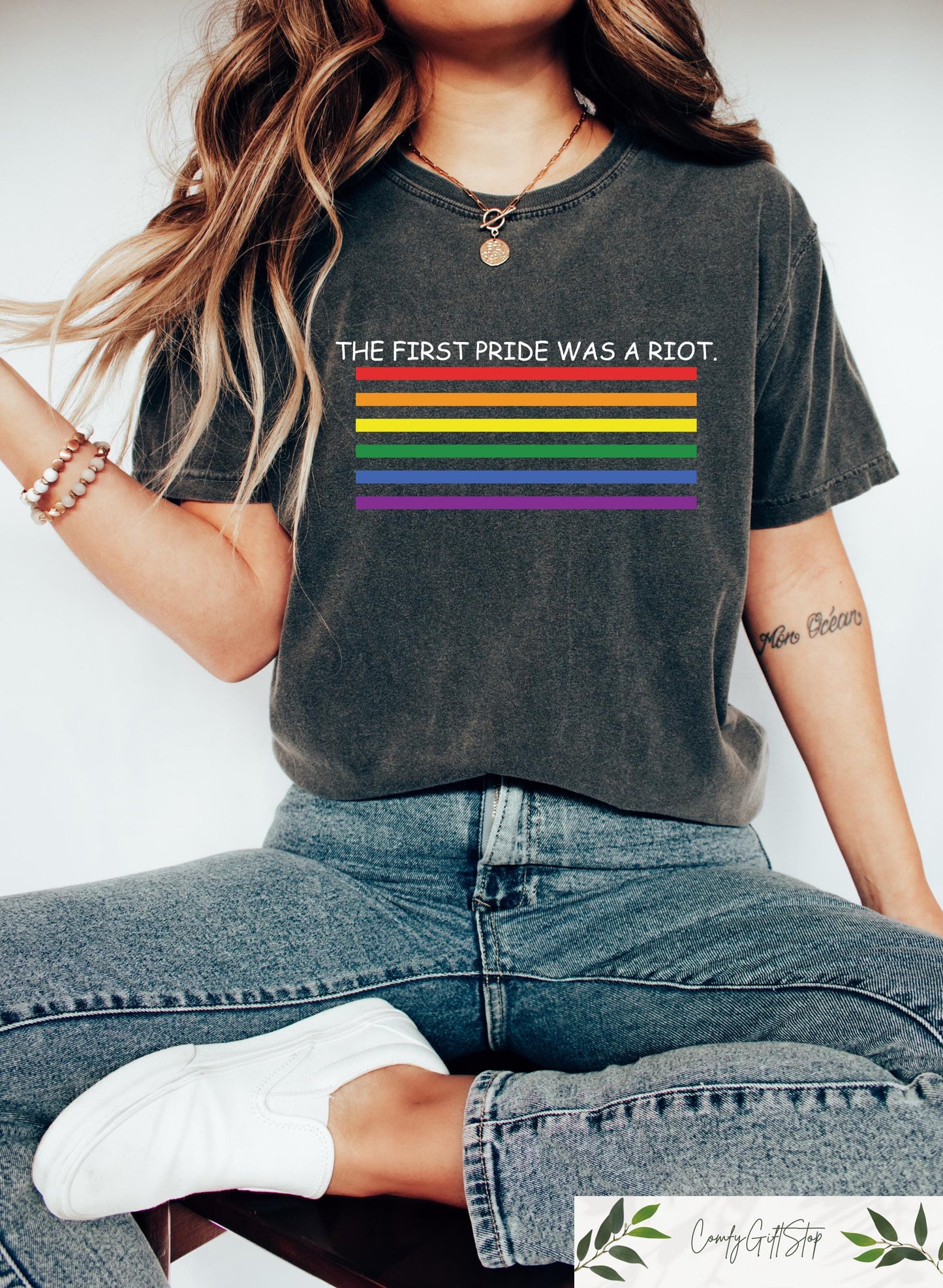 Retro Comfort LGBTQ Pride Riot T Shirt The First Pride Was A Riot Shirt Gay Rights Gift Lesbian Pride Tee Rainbow Equality Crewneck Graphic Tee – Everyday Comfort · Top Pick For Any Outfit
