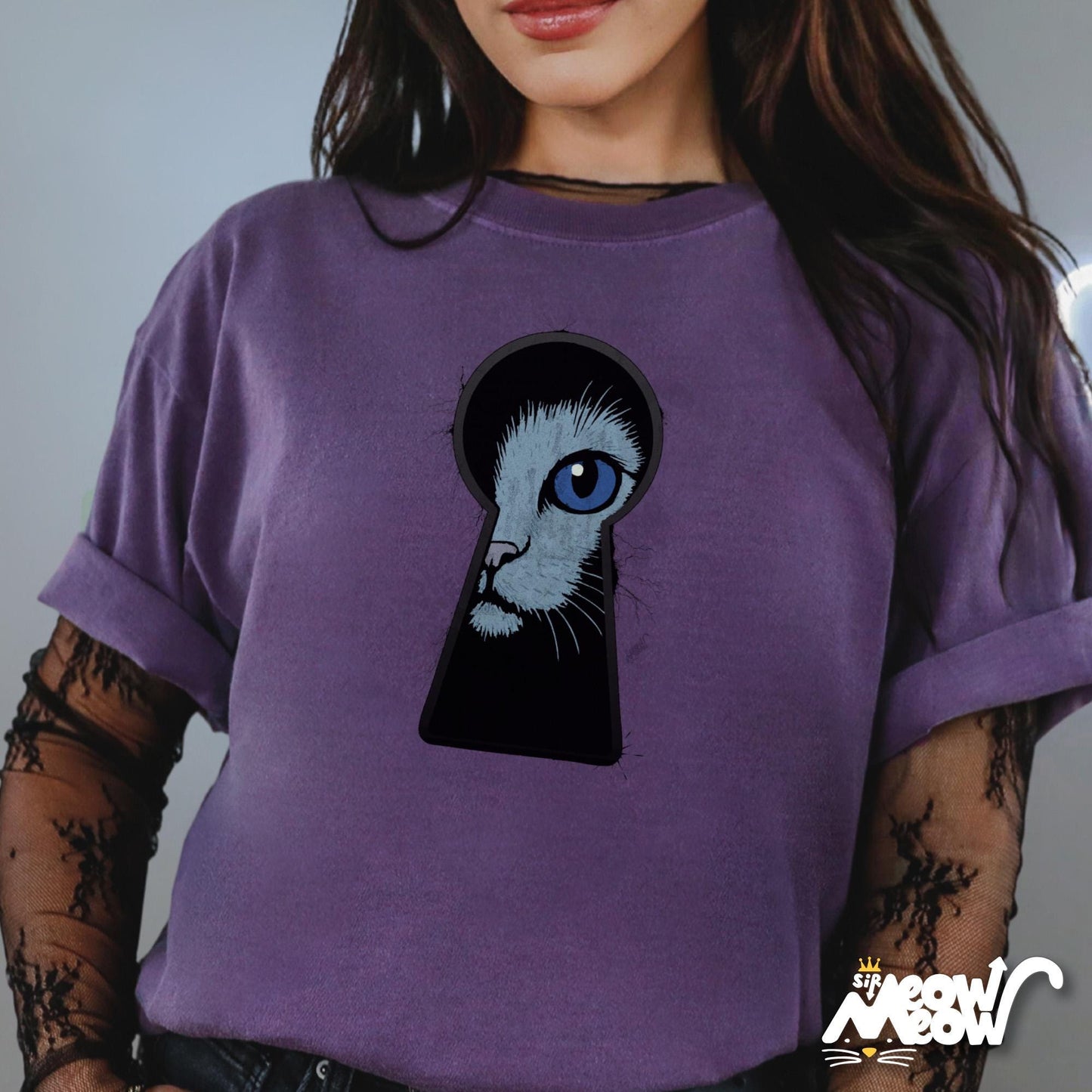 Cat Keyhole Shirt Curious Cat Graphic Tee Feline Peeking T Shirt Funny Cat Lover Gift Graphic Tee – Fan Favorite · Great Gift For Fans