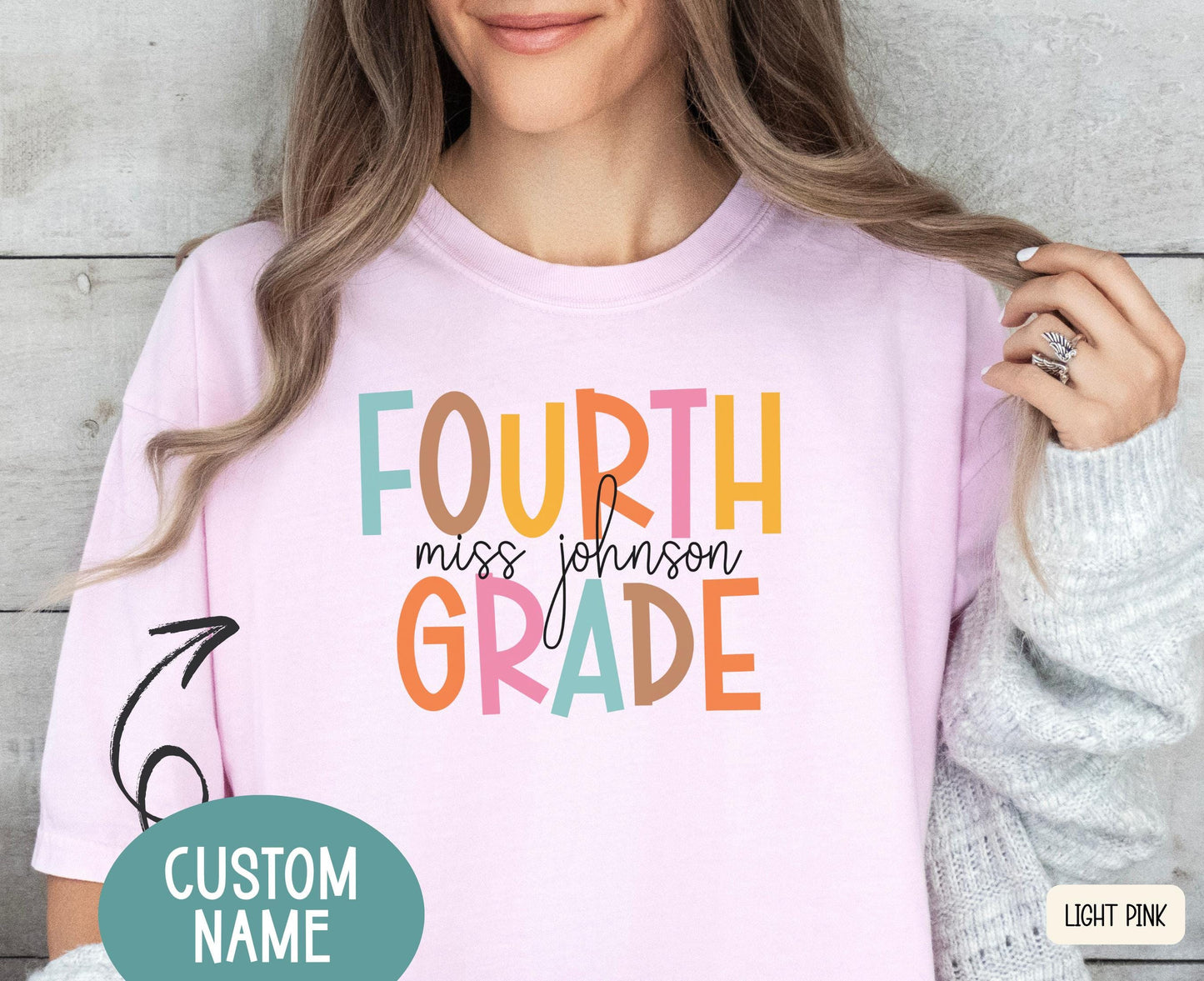 CUSTOM 4th Grade Teacher Shirt Personalized Tee with Teacher Name Back to School Teacher Gift Fourth Grade Squad Shirt Graphic Tee – Fan Favorite · Must-Have Style