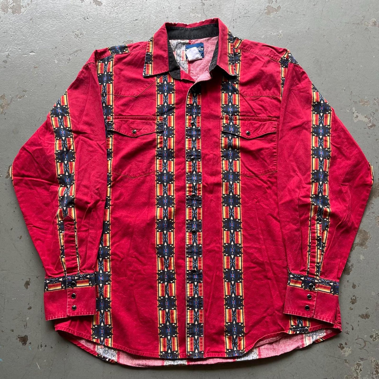 Vintage Aztec Wrangler Brushpopper Pearl Snap Western Shirt Graphic Tee – Soft Feel · Perfect For Daily Wear