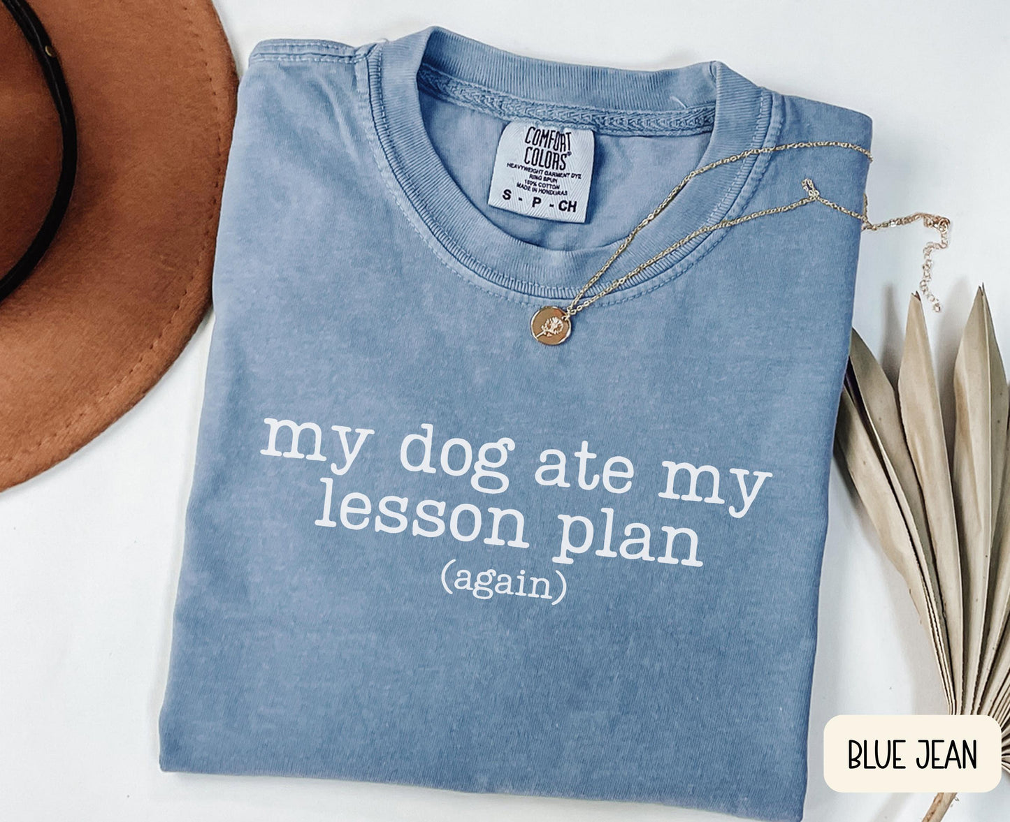 Funny Teacher Shirt Tee Dog Ate My Lesson Plan Teacher Shirt Back to School Gift Funny Gift for Teacher Teacher T Shirt Graphic Tee – Warm & Stylish · Must-Have Style