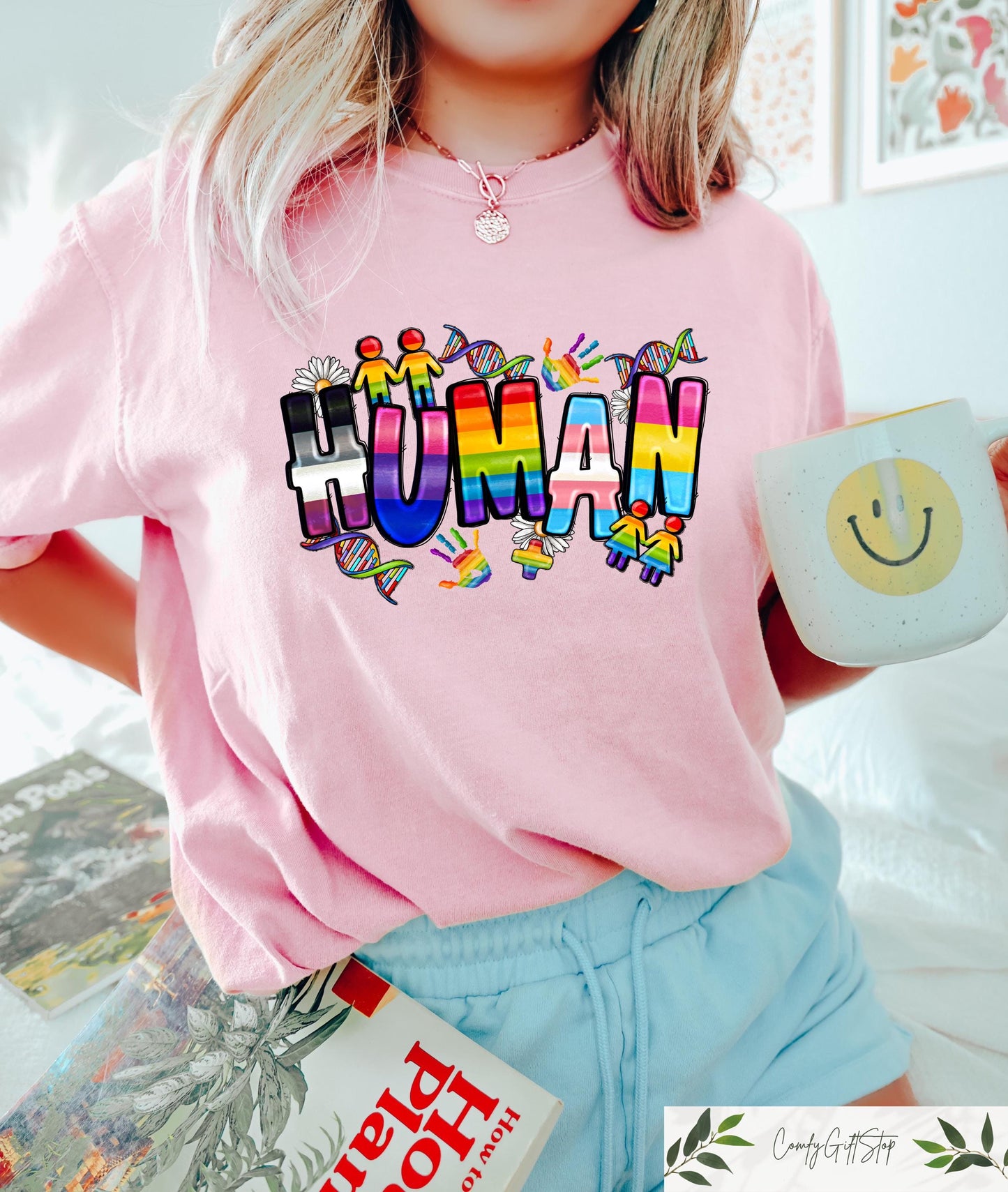 Retro Comfort Human Shirt LGBTQ Support T shirt Pride Month Crewneck Human Rights Gift Equality Tee LGBTQ Pride Shirt Graphic Tee – Feel-Good Design · Must-Have Style