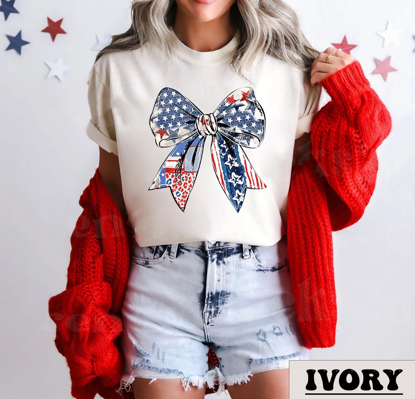 Coquette American Flag Shirt 4th of July Shirt USA Bow Shirt 4th of July Tee Women39s Patriotic Shirt Red White and Blue Graphic Tee – Premium Graphic · Must-Have Style