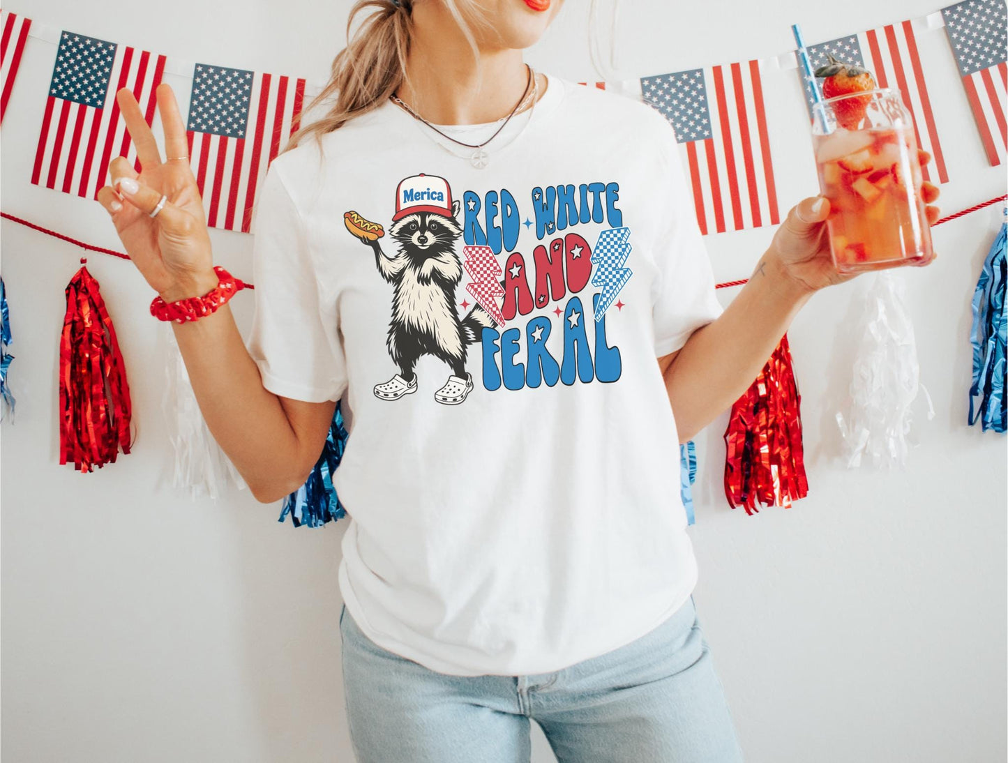 Funny 4th of July Shirt Feral Raccoon Tee Shirt Feral Girl Red White and Feral Shirt Independence Day America Shirt Tee Patriotic Shirt Graphic Tee – Premium Graphic · Must-Have Style