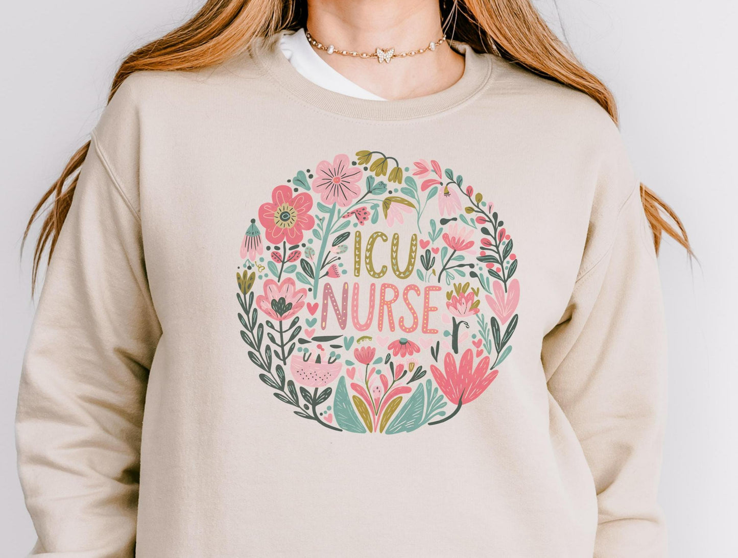 ICU Nurse Sweatshirt Boho Floral RN Sweatshirt Nurse Gift Neonatal Nurse Appreciation Gift Summer Crewneck New Nurse Gift Sweatshirt – Easygoing Wear · Must-Have Style
