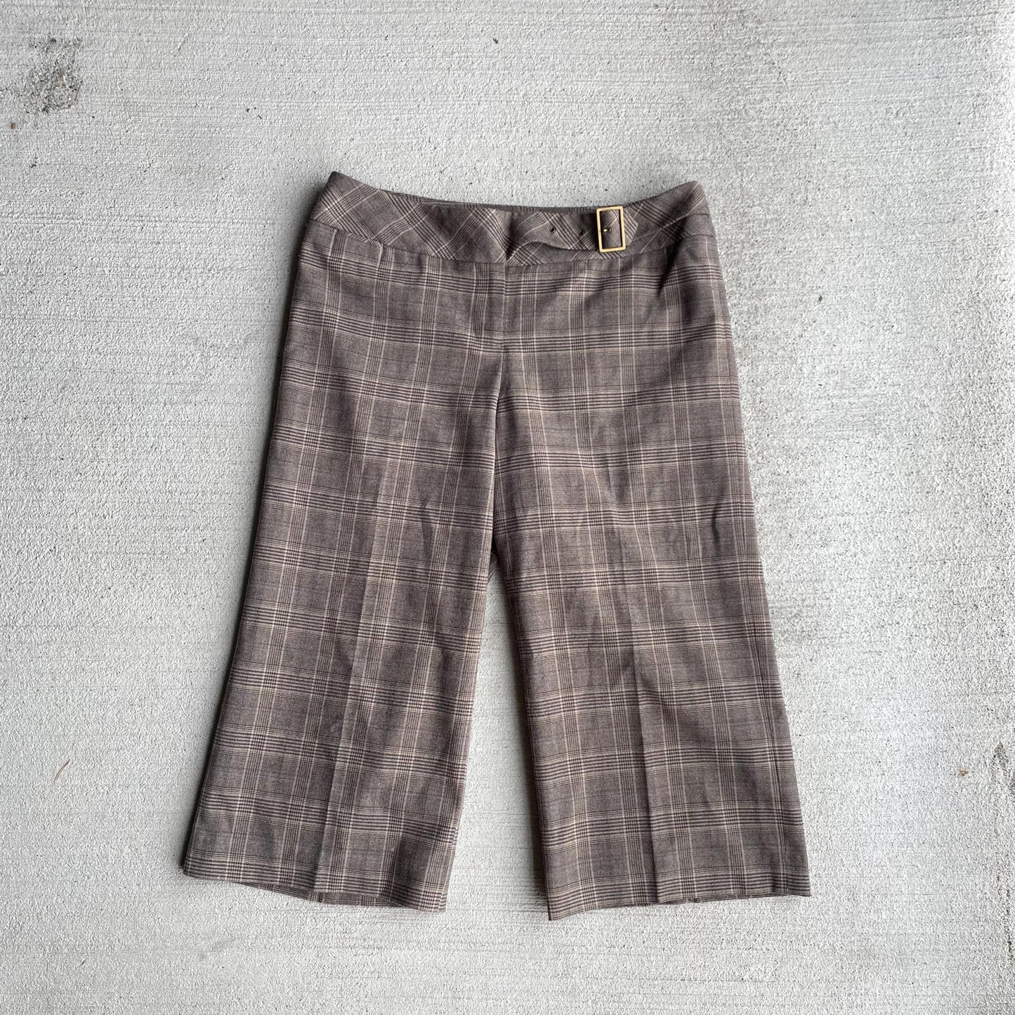 y2k vintage 0039s low rise brown plaid wide leg cropped capri pants office siren size small Graphic Tee – Warm & Stylish · Must-Have Style