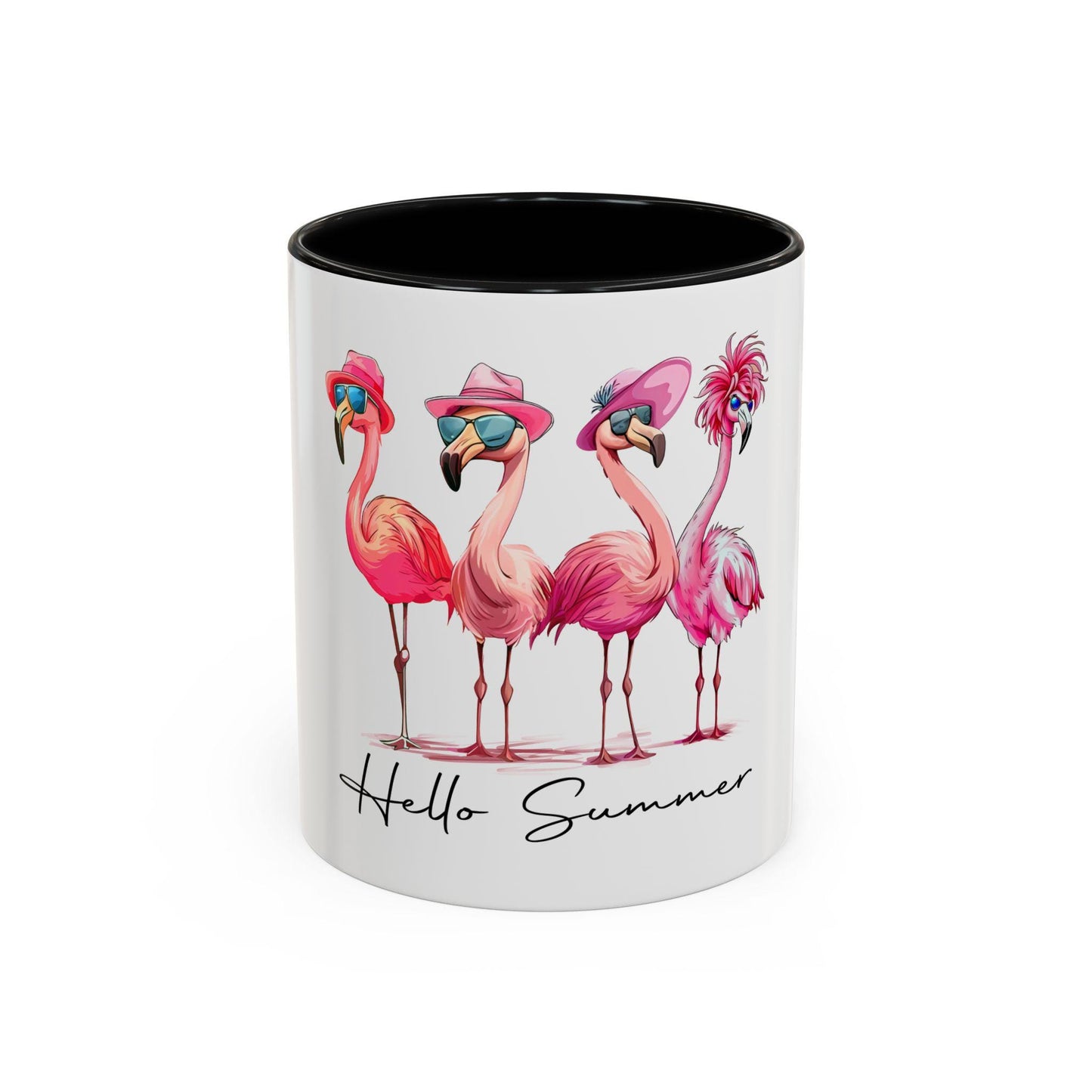 Hello Summer Flamingo Coffee Mug Fun Gift for Beach Lovers Summer Decor Cute Mug for Friends Vacation Coffee Cup Tropical Vibes Graphic Tee – Premium Graphic · Trending Graphic Apparel