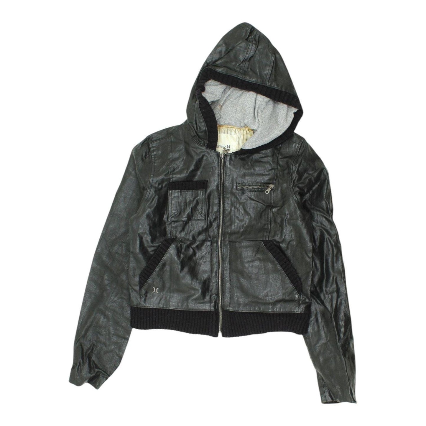 Hurley Womens Leather Jacket Black Moto Biker Style Designer Outerwear Graphic Tee – Feel-Good Design · Must-Have Style