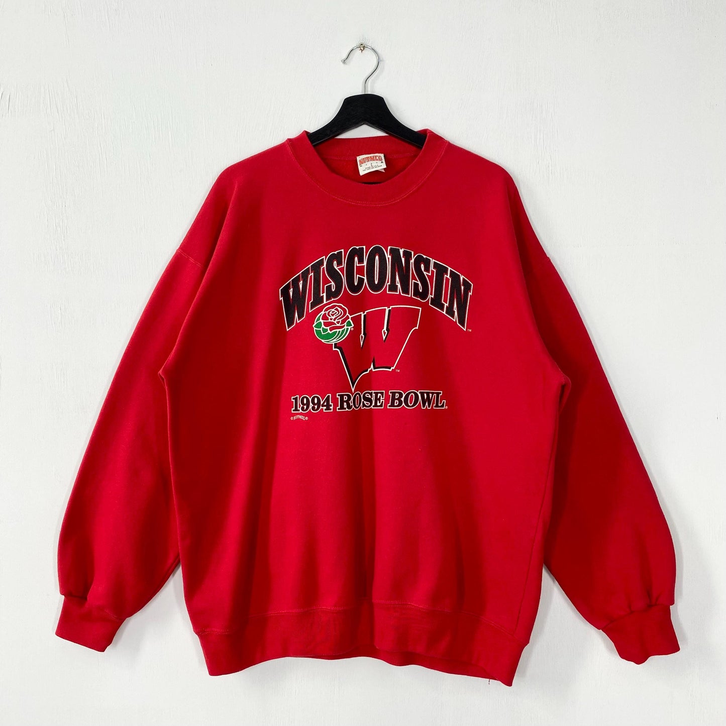 Vintage 90s University Wisconsin Sweatshirt Wisconsin Crewneck Wisconsin Sweater Pullover Wisconsin Badgers Print Logo Red Large Sweatshirt – Feel-Good Design · Great Gift For Fans