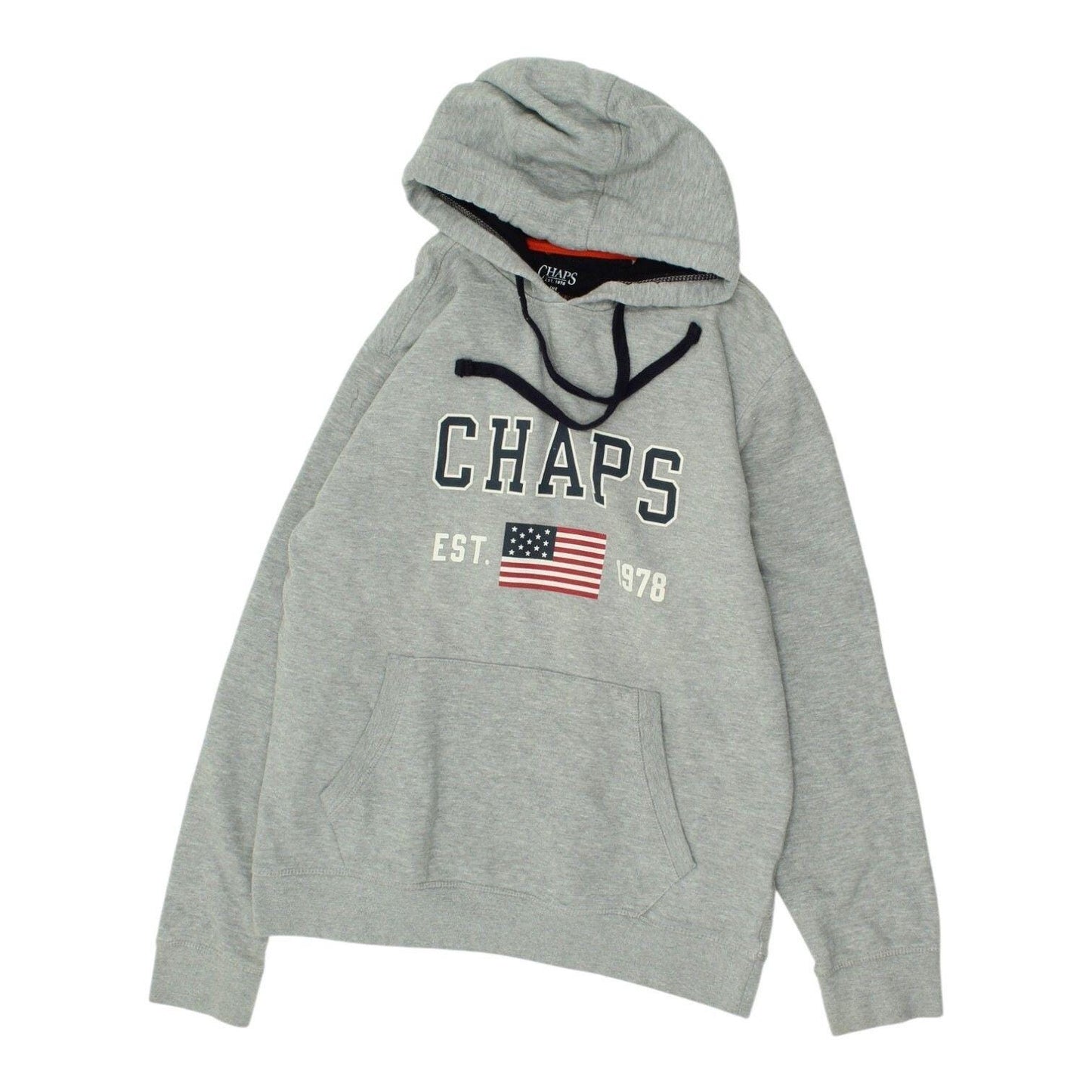Chaps Mens Grey Hoodie Designer Pullover Hooded Sweatshirt Spellout Logo Hoody Hoodie – Cozy Vibes · High-Quality Print