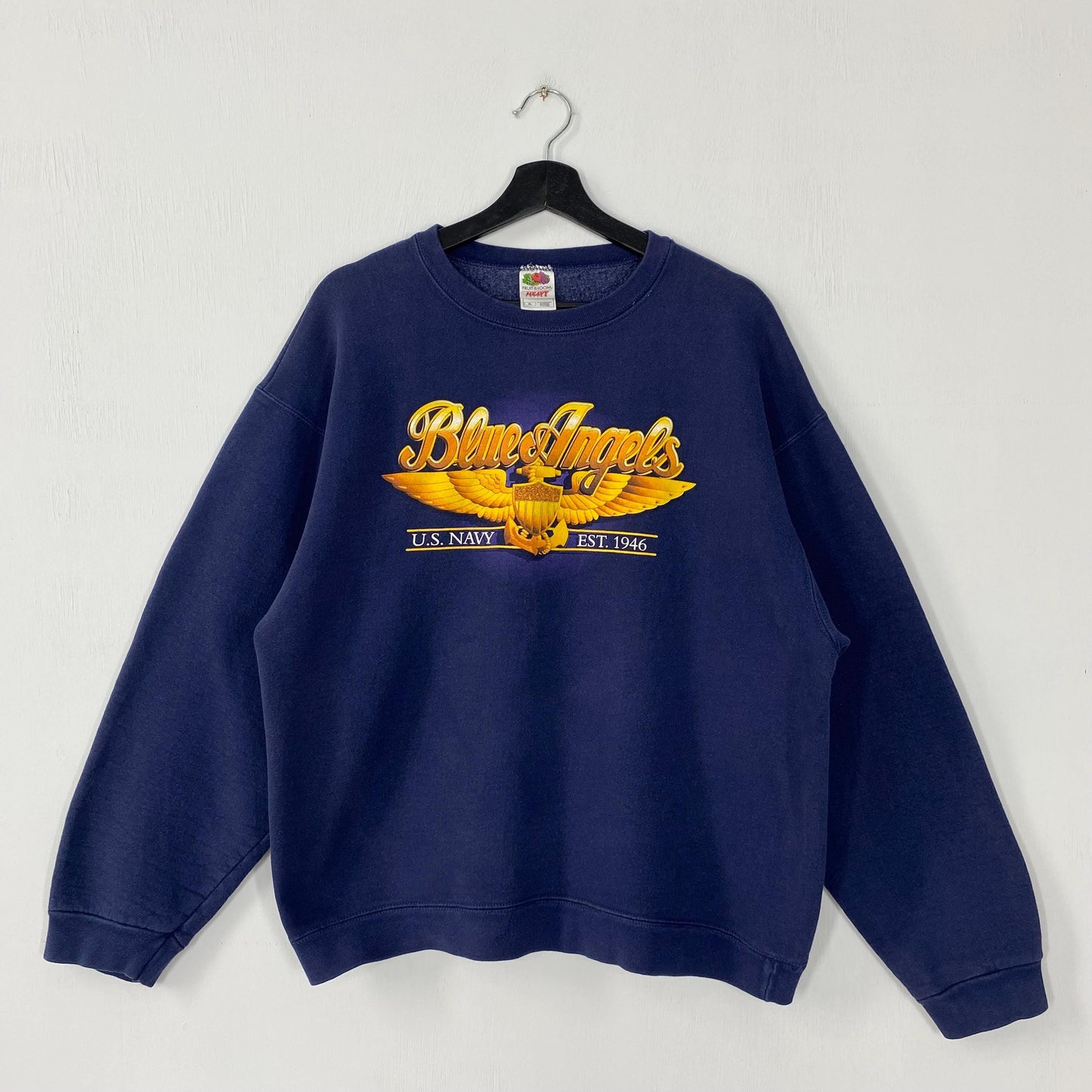 Vintage United States Navy Sweatshirt US Navy Crewneck Blue Angels Sweater Pullover Naval Academy Annapolis Military Print Logo Blue Large Sweatshirt – Soft Feel · Top Pick For Any Outfit