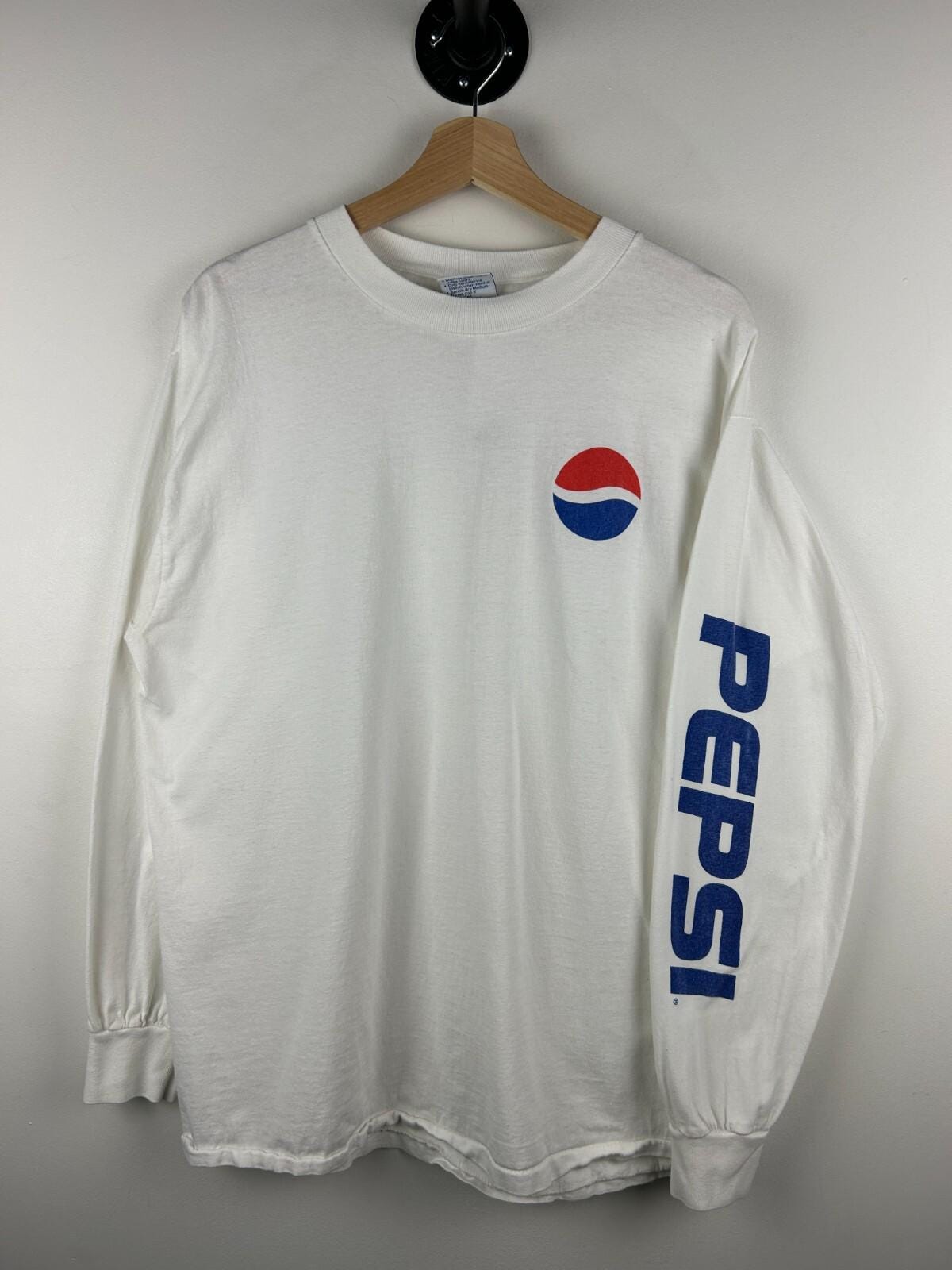 Vintage 90s Pepsi Spellout White Long Sleeve Size XL Graphic Tee – Warm & Stylish · Trending Graphic Apparel