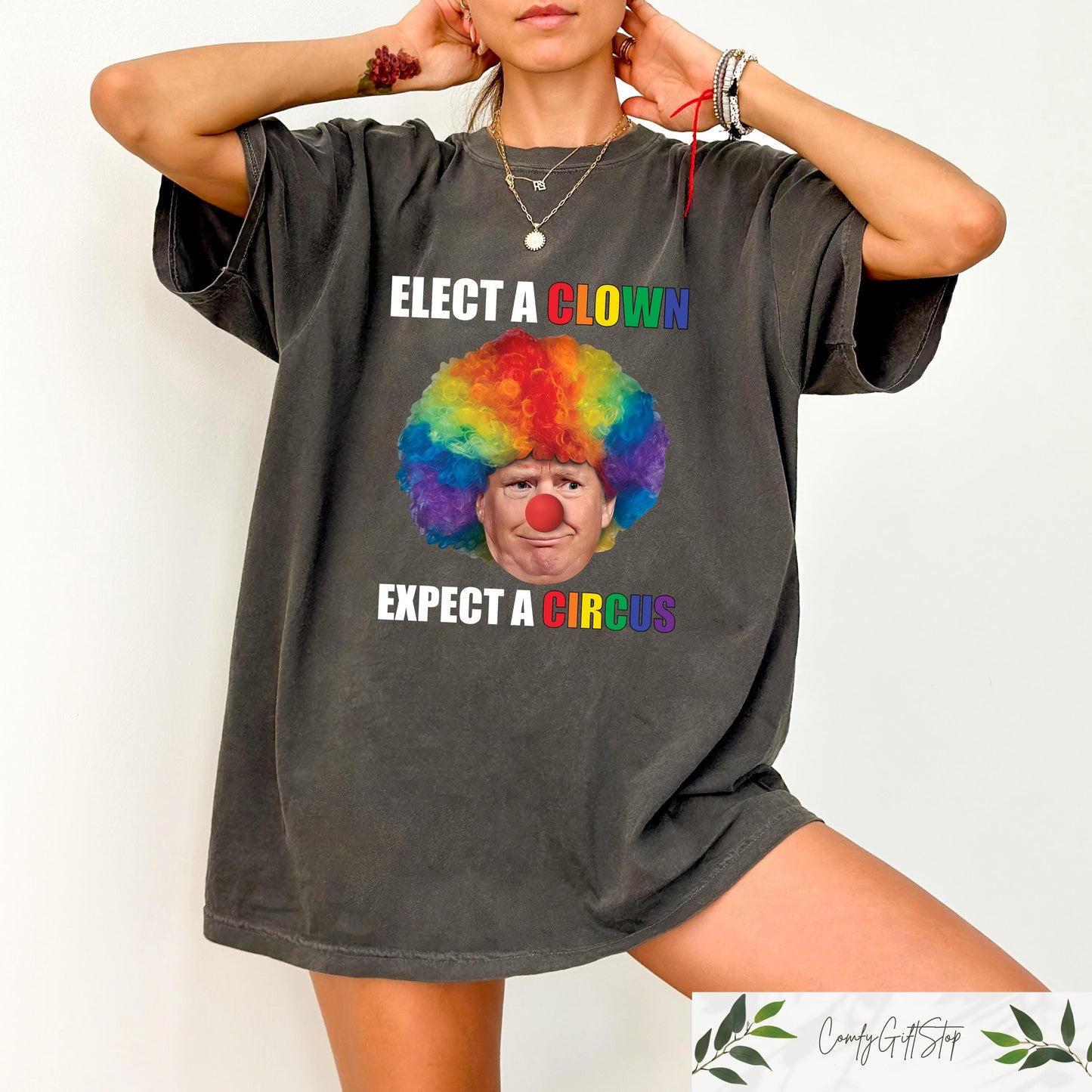 Retro Comfort Anti Trump T shirt Elect A Clown Expect A Circus Shirt Funny Political Sweatshirt Leftist Democrat Gift Liberal Crewneck Sweatshirt – Easygoing Wear · Trending Graphic Apparel