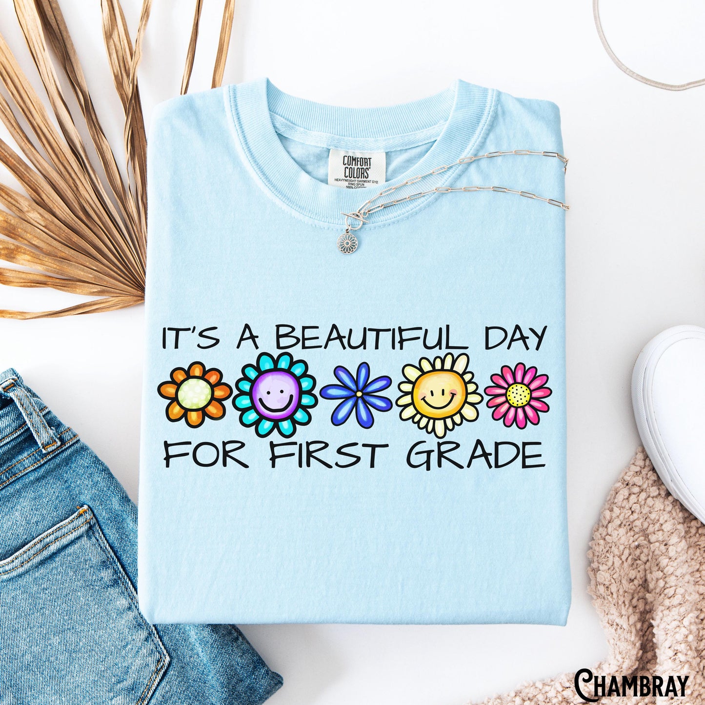 First Grade Teacher Shirt Teacher Tee 1st Grade T Shirt Back to School Happy Face Flower Appreciation Teacher Gift Graphic Tee – Easygoing Wear · Top Pick For Any Outfit