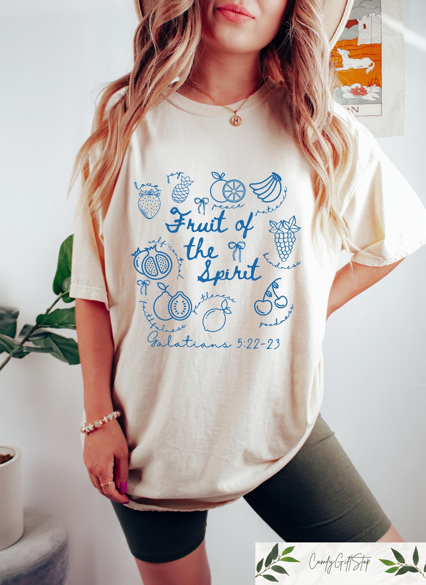 Fruit Of The Spirit Christian Shirt Doodle Bible Verse T shirt Summer Beach Tee Trendy Farmer39s Market Gift Christian Faith Apparel Graphic Tee – Everyday Comfort · Top Pick For Any Outfit