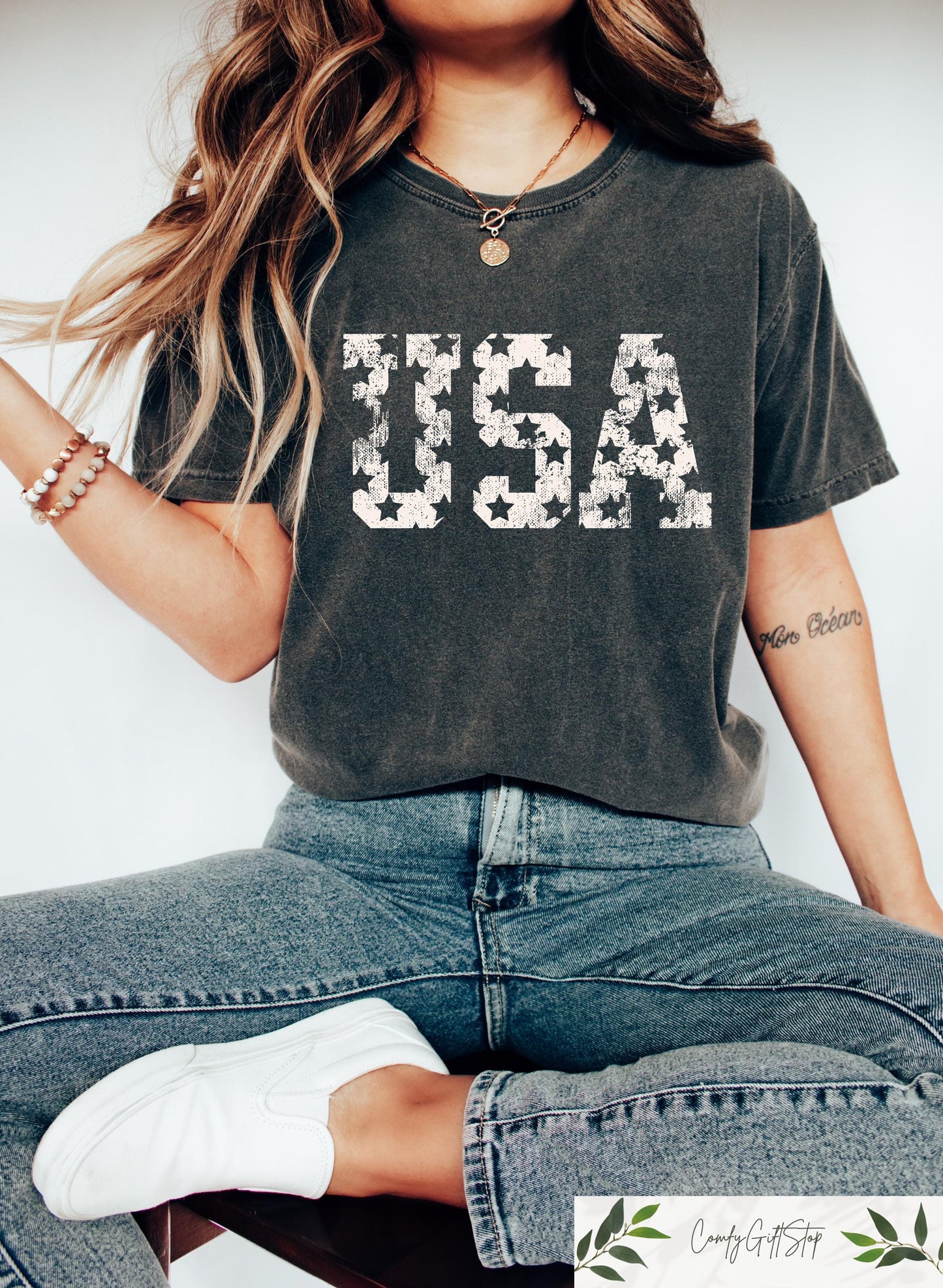 Retro Comfort USA Shirt 4th Of July T shirt Women39s Independence Day Gift Patriotic Mom Crewneck Stars And Stripes Tee USA Flag Shirt Graphic Tee – Premium Graphic · High-Quality Print