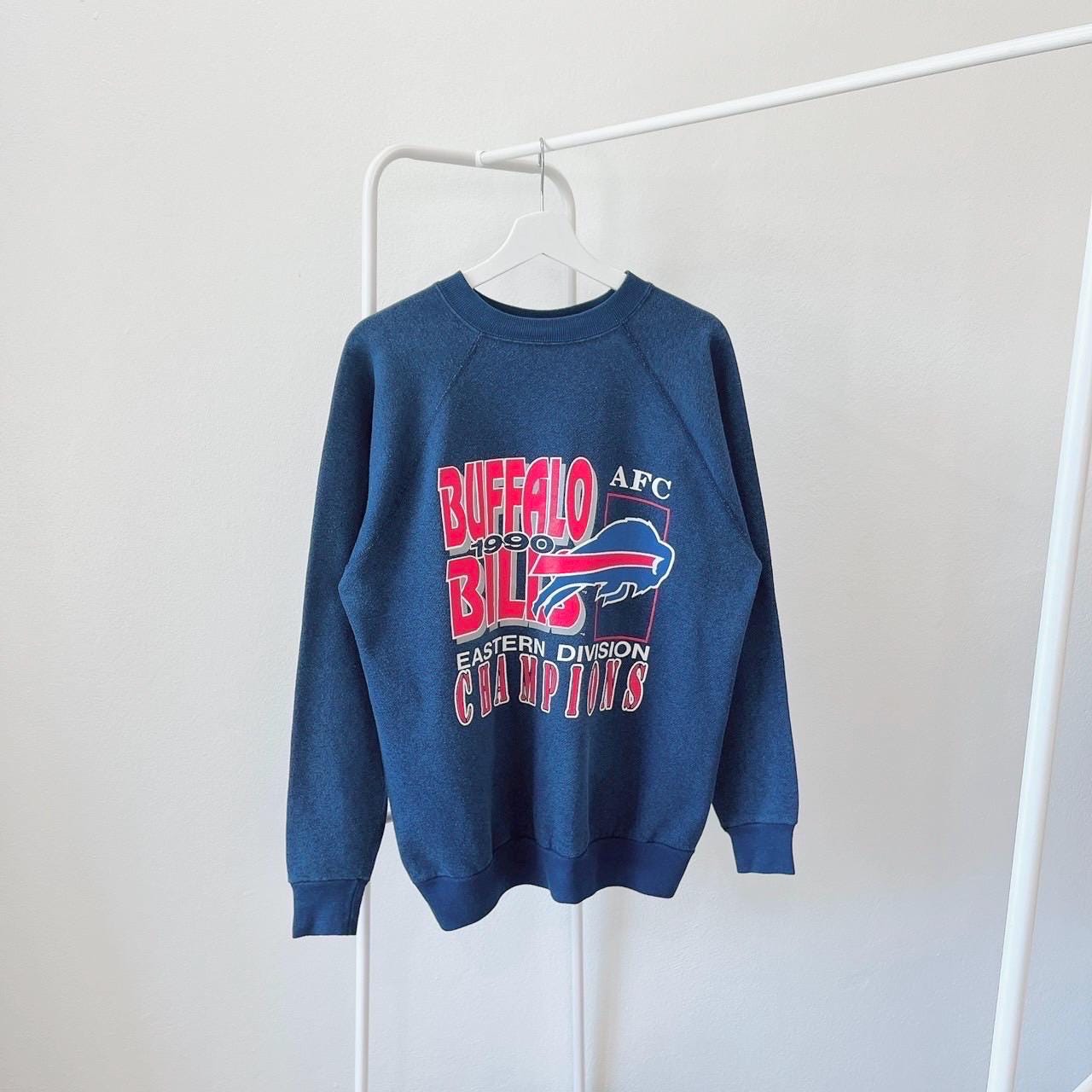 Vintage 90s Buffalo bills 1990 NFL football vintage Trench blue sweatshirt L Sweatshirt – Feel-Good Design · Great Gift For Fans