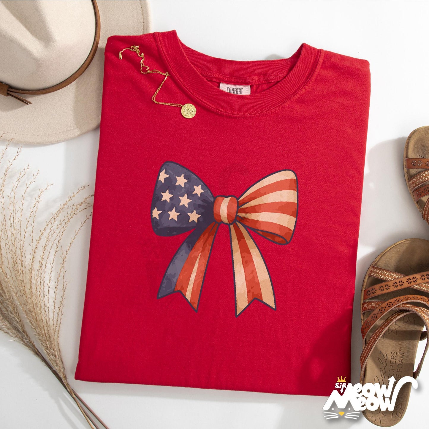 Patriotic Bow T Shirt Vintage Flag Graphic Tee July 4th Distressed USA Ribbon Fourth of July Shirt Graphic Tee – Everyday Comfort · High-Quality Print