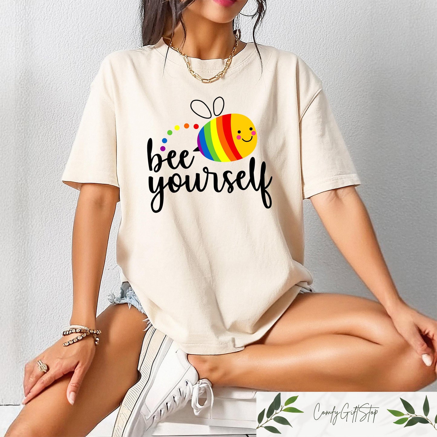 Retro Comfort Pride T shirt Bee Yourself Shirt Funny LGBTQ Pride Outfit Pride Month Gift Equality Shirt Human Rights Crewneck Graphic Tee – Fan Favorite · Top Pick For Any Outfit