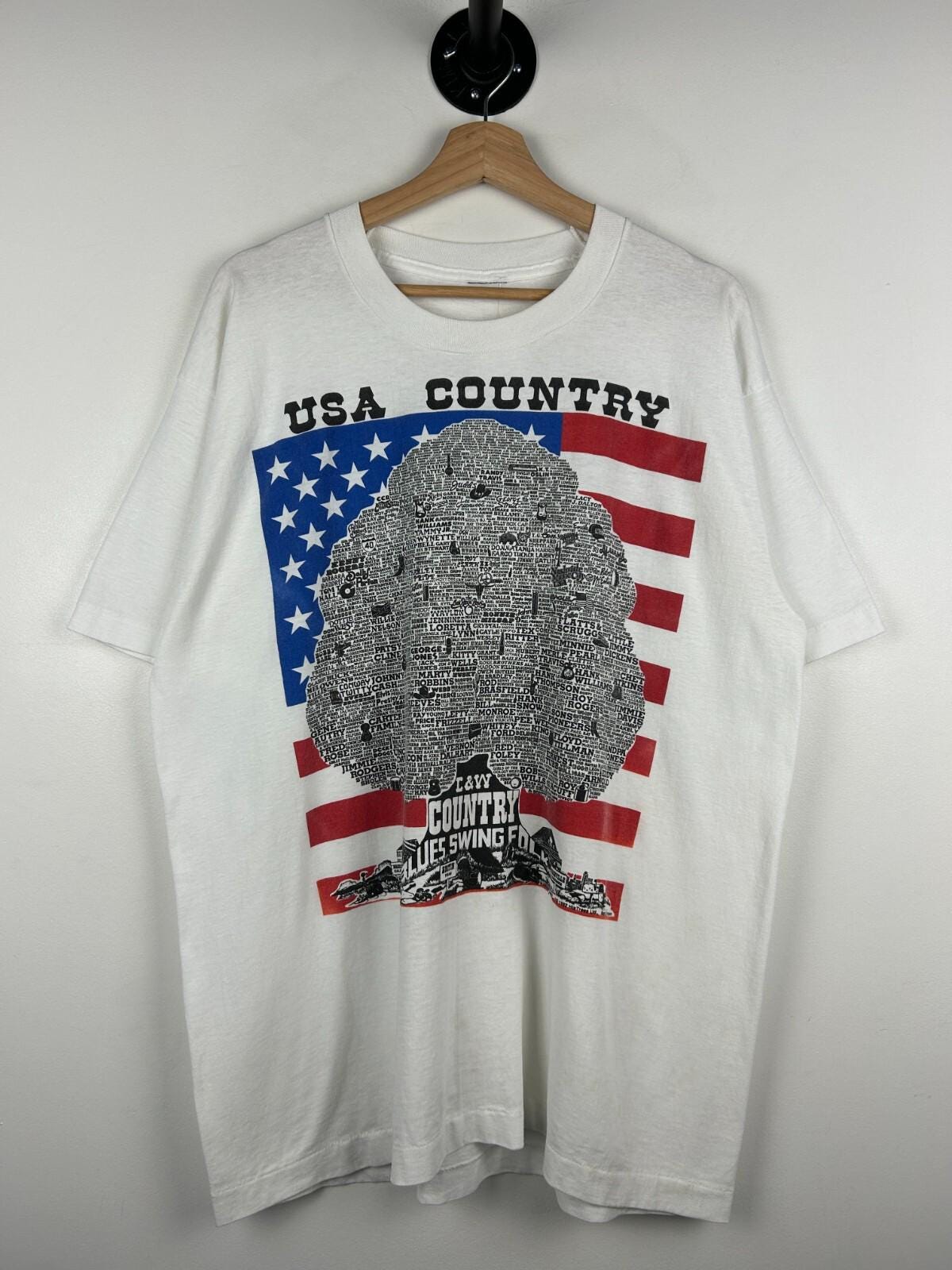 Vintage 90s USA Country Festival White Tee Size XL Graphic Tee – Easygoing Wear · High-Quality Print