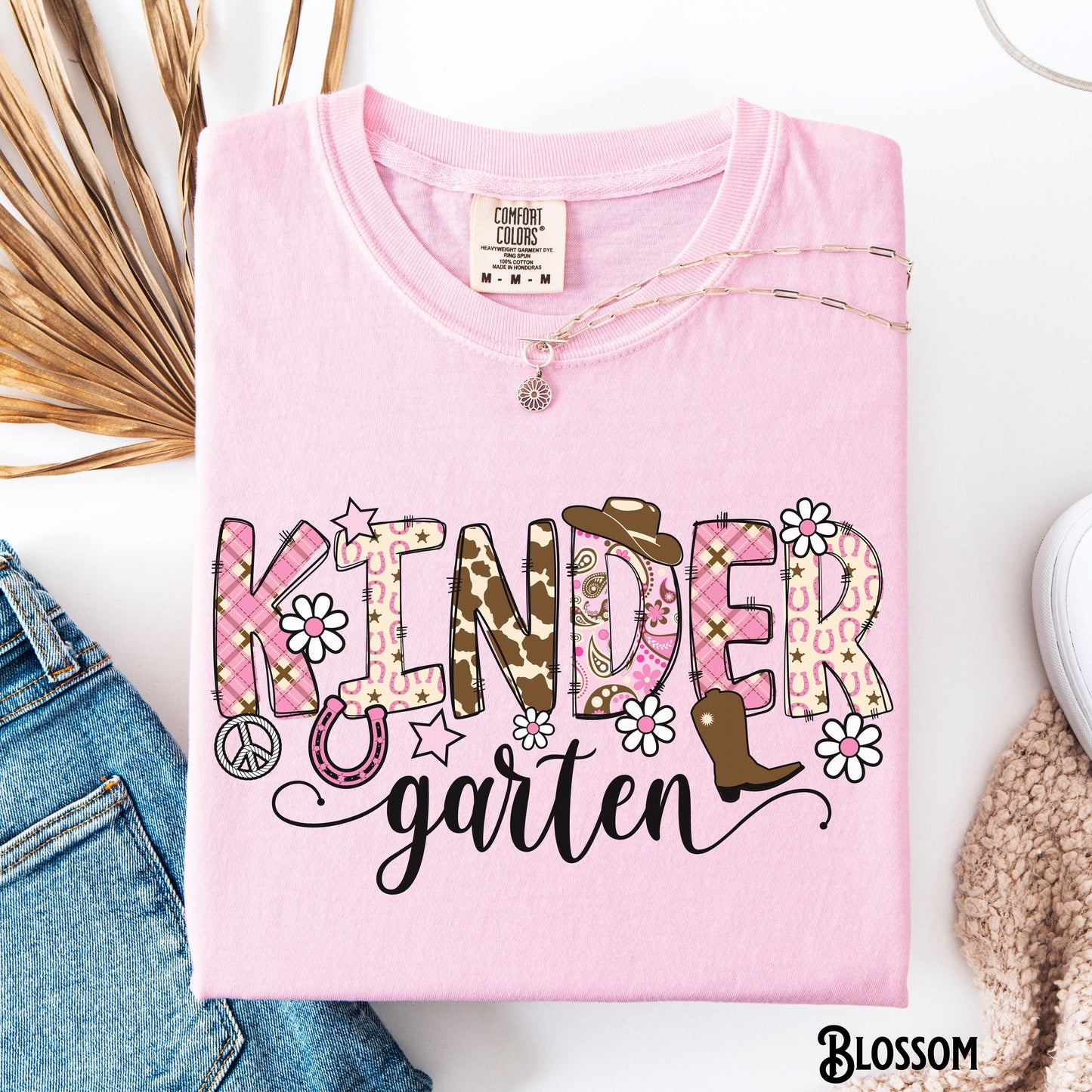 Kindergarten Teacher Shirt Teach Tee Western T Shirt Back to School Cowgirl Appreciation Gift for Kindergarten Teacher Graphic Tee – Feel-Good Design · High-Quality Print