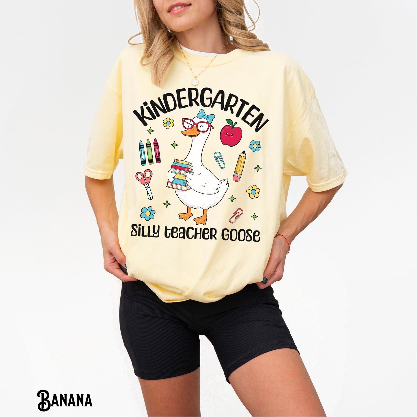 Kindergarten Teacher Shirt Teacher Tee Kindergarten T Shirt Back To School Silly Goose Retro Whimsical Teacher Gift Graphic Tee – Bold Style · Trending Graphic Apparel