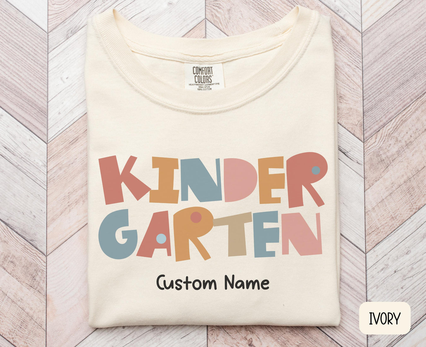 Custom KINDERGARTEN Teacher Shirt Tee Personalized Teacher Name Back to School Teacher Gift Kinder Teacher Team Shirts Graphic Tee – Premium Graphic · Must-Have Style