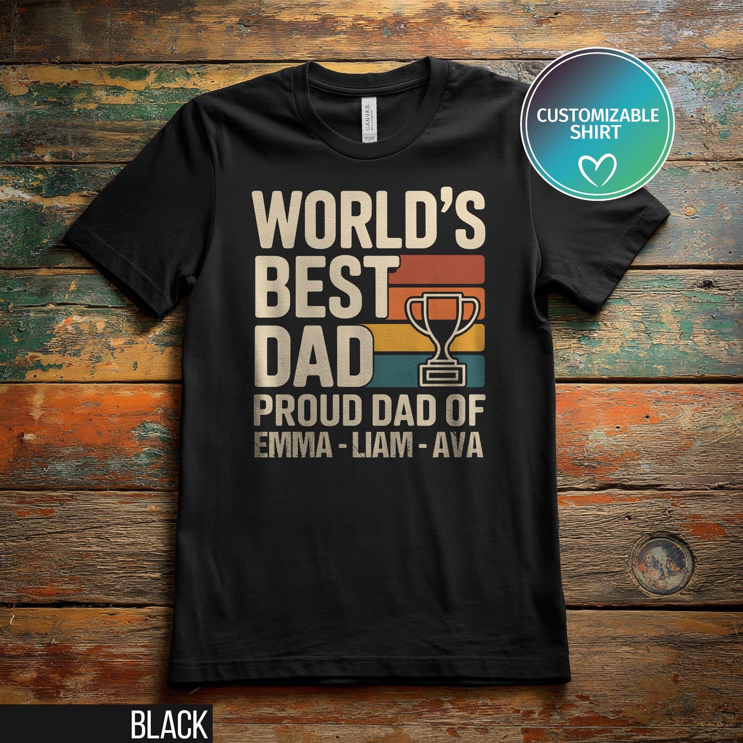 Custom Dad Shirt With Kids Names Dad T Shirt Personalized Dad Shirt Birthday Gift Dad Tee New Dad Shirt Father39s Day Shirt Daddy Shirt Graphic Tee – Soft Feel · Perfect For Daily Wear