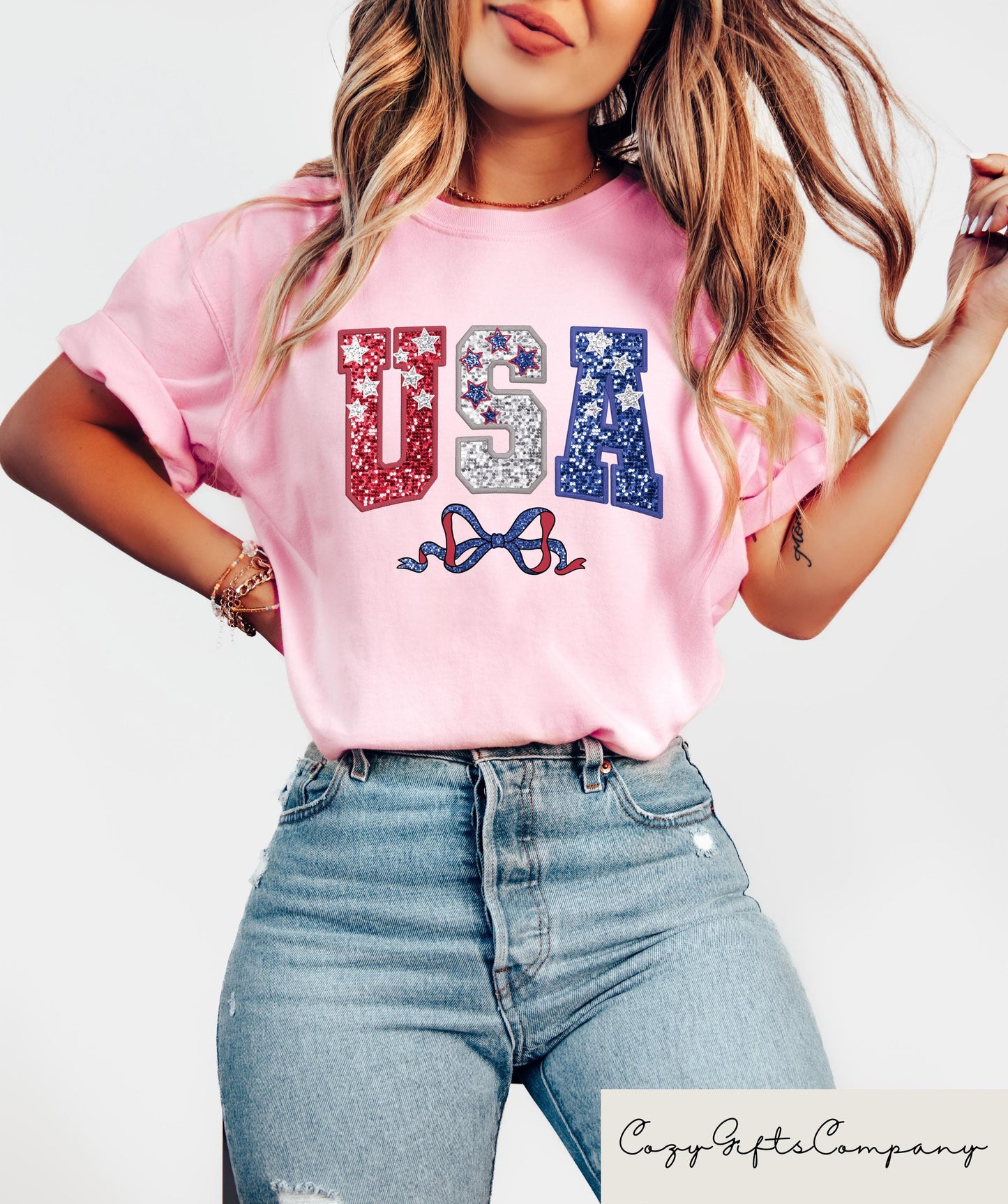 Retro Comfort 4th Of July T shirt Coquette USA Shirt Red White And Blue Crewneck Women39s 4th Of July Gift Land Of The Free Shirt Graphic Tee – Aesthetic Look · Trending Graphic Apparel