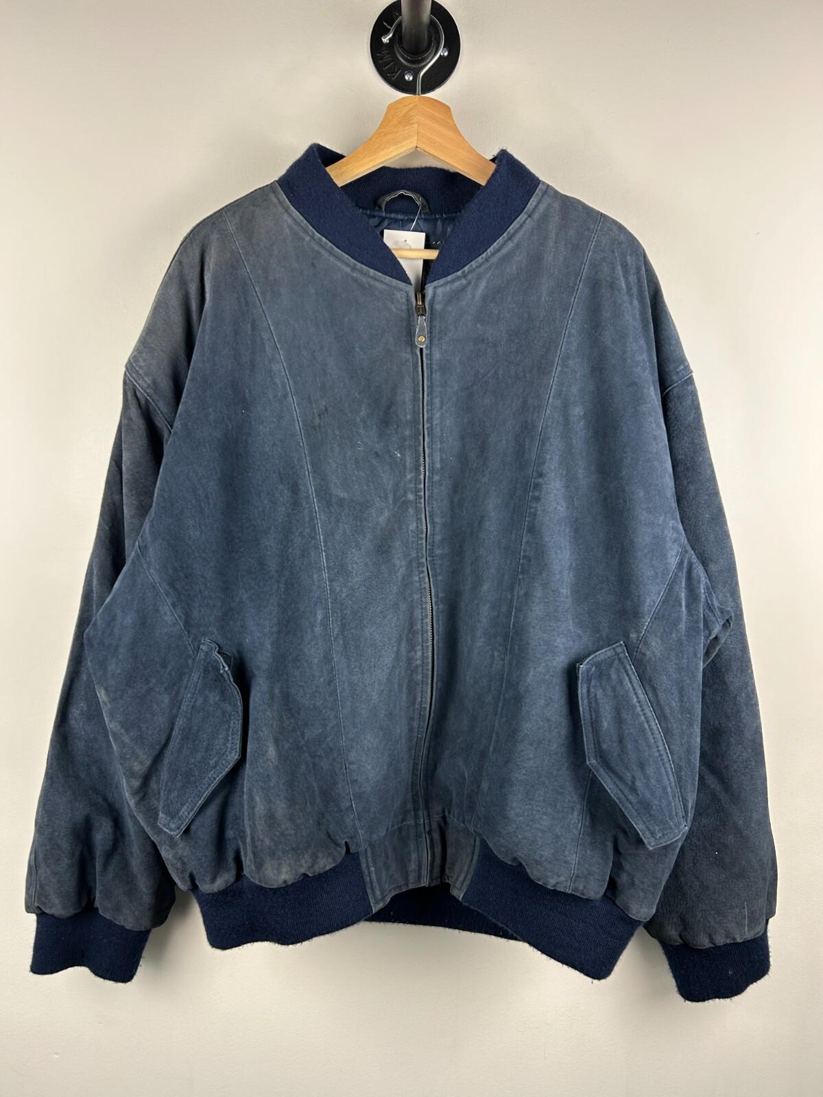 Vintage 90s Goldway Faded Blue Suede Leather Bomber Jacket Size L Graphic Tee – Premium Graphic · Must-Have Style