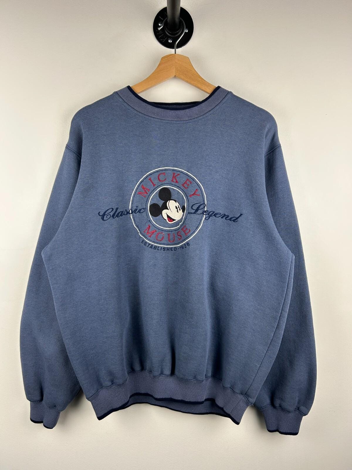 Vintage 90s Disney Mickey Co Embroidered Faded Blue Crewneck Size L Graphic Tee – Premium Graphic · High-Quality Print