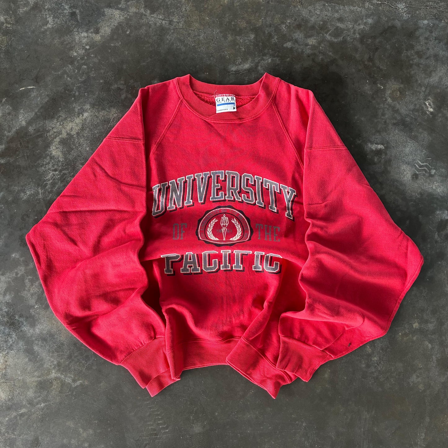Vintage Y2K Gear Tag University Pacific Spellout Big Logo Printed Sweatshirt Crewneck Pullover Sweater University Size Medium Colour Red Sweatshirt – Premium Graphic · Trending Graphic Apparel