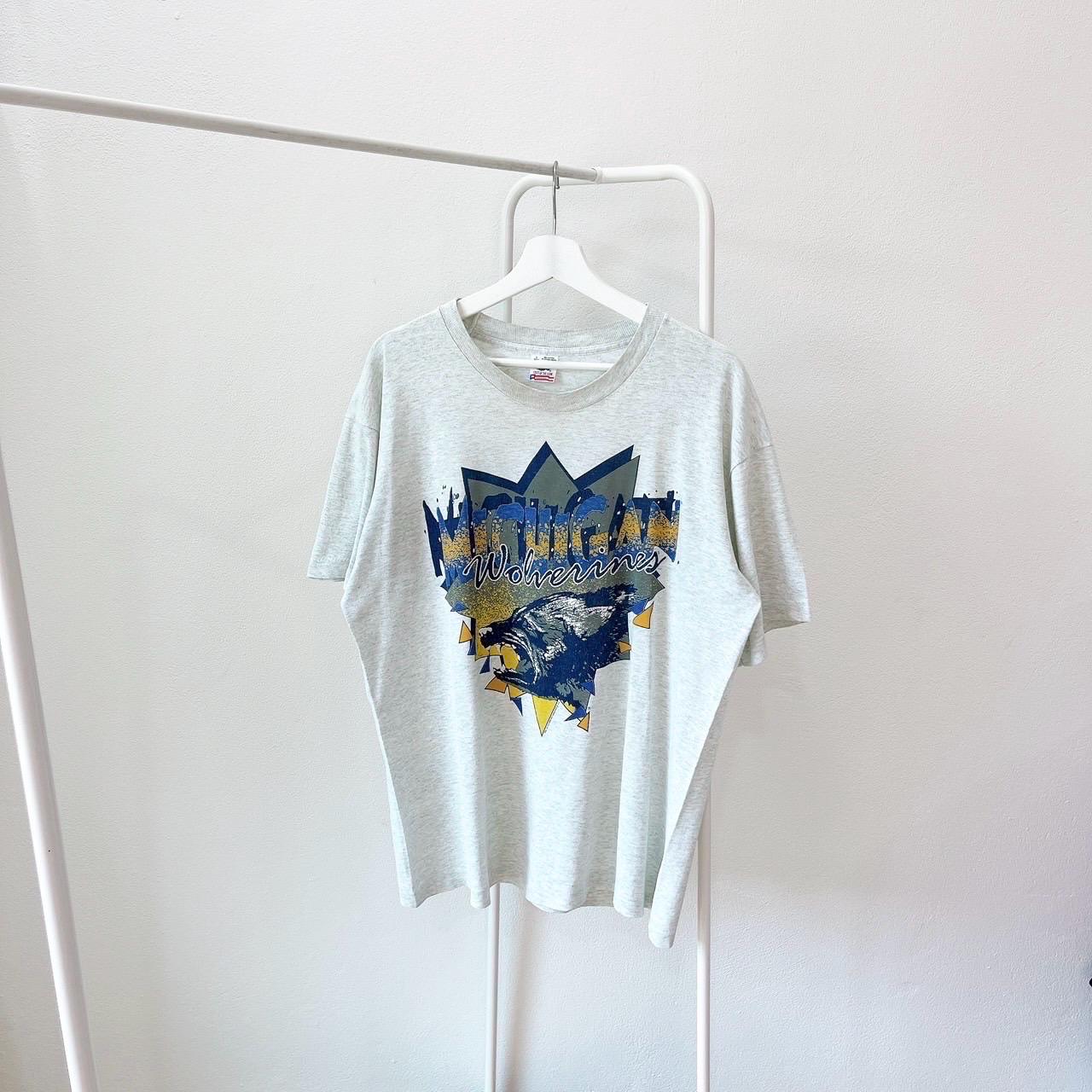 Vintage 90s Michigan Wolverines vintage Fruit of the loom gray t shirt L Graphic Tee – Aesthetic Look · High-Quality Print