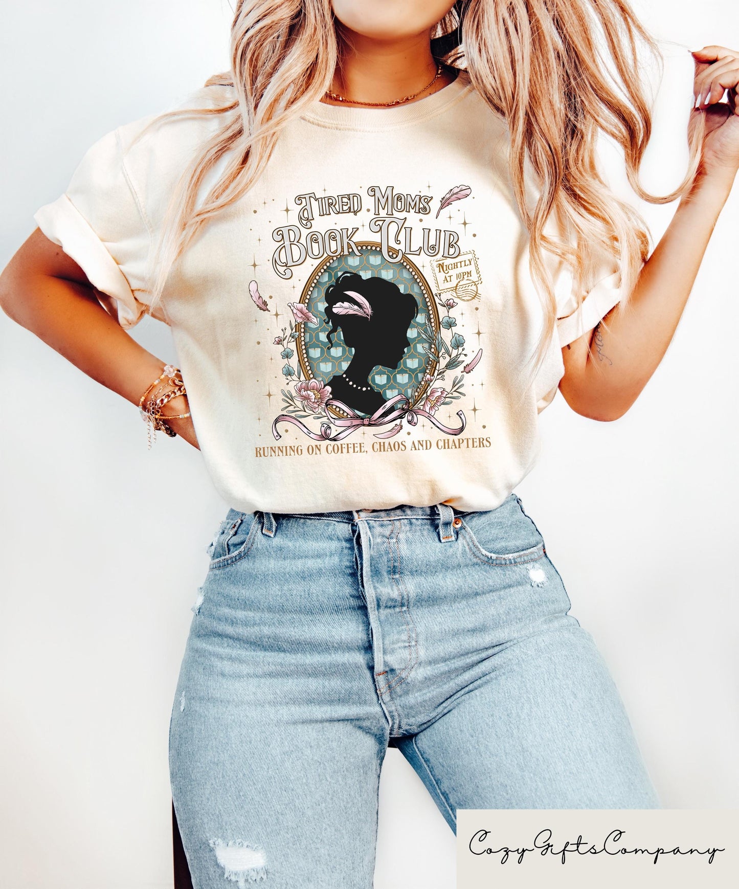 Retro Comfort Book T shirt Tired Moms Book Club Shirt Book Lover Sweatshirt Funny Reading Gift Bookish Mom Life Outfit Coffee Chaos Tee Sweatshirt – Everyday Comfort · Great Gift For Fans