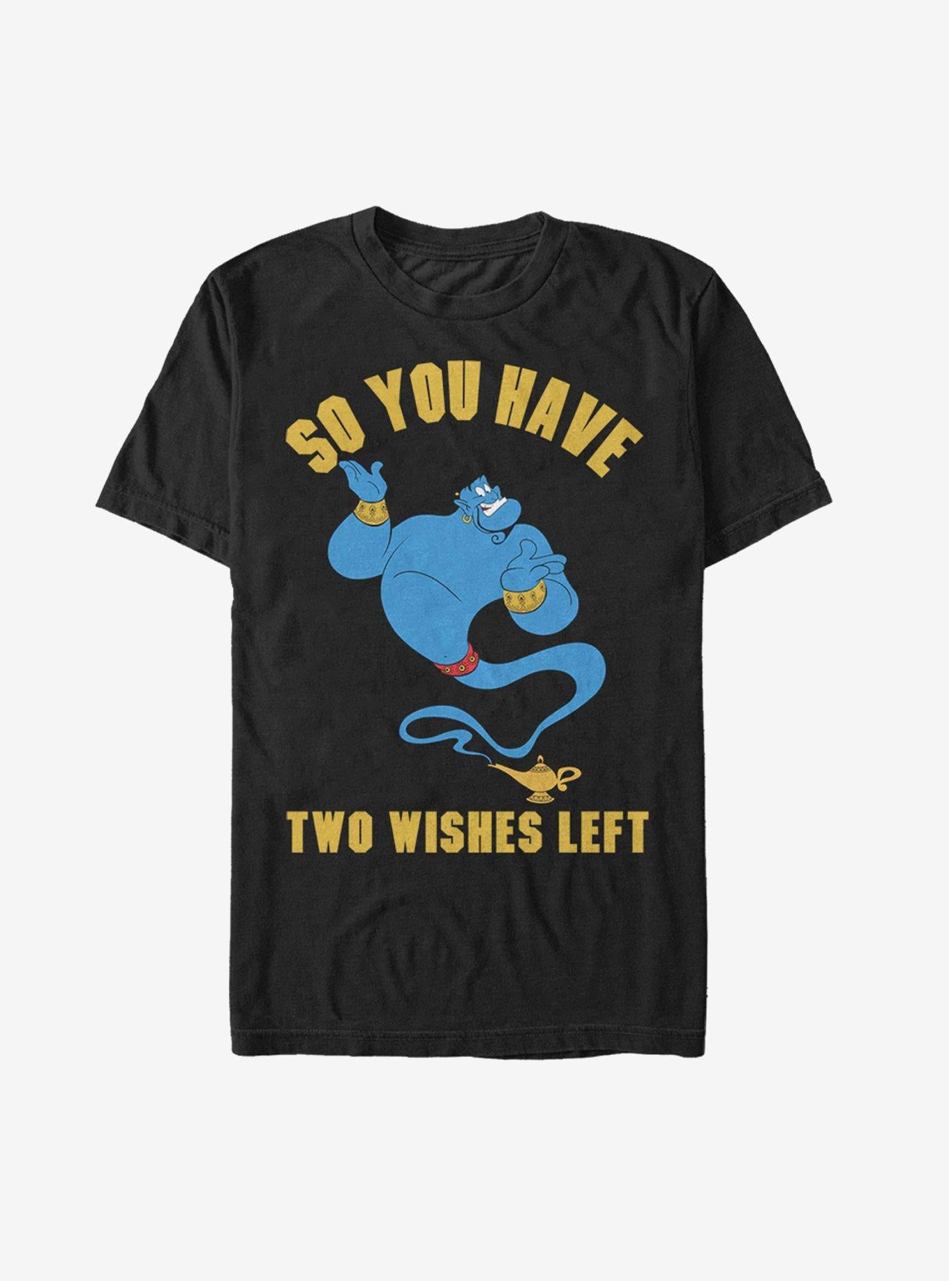Disney Aladdin Genie Two Wishes Left T-Shirt | Trending Graphic Tee For Fans