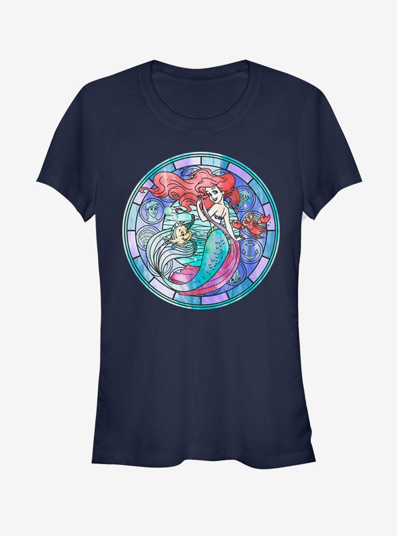 Disney The Little Mermaid Ariel Stained Glass Girls T-Shirt | Trending Graphic Tee For Fans