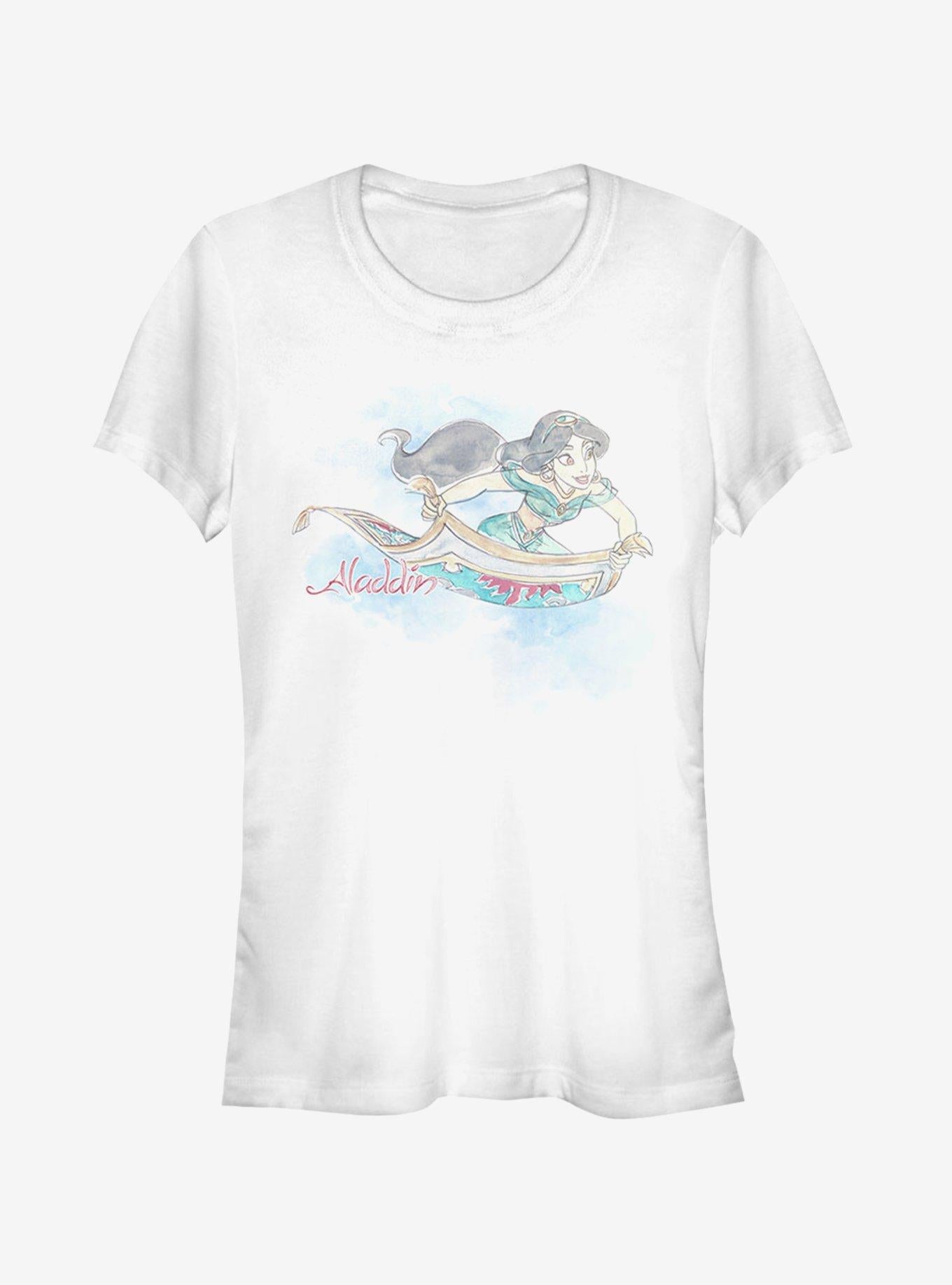 Disney Aladdin Jasmine Watercolor Carpet Ride Girls T-Shirt | Trending Graphic Tee For Fans