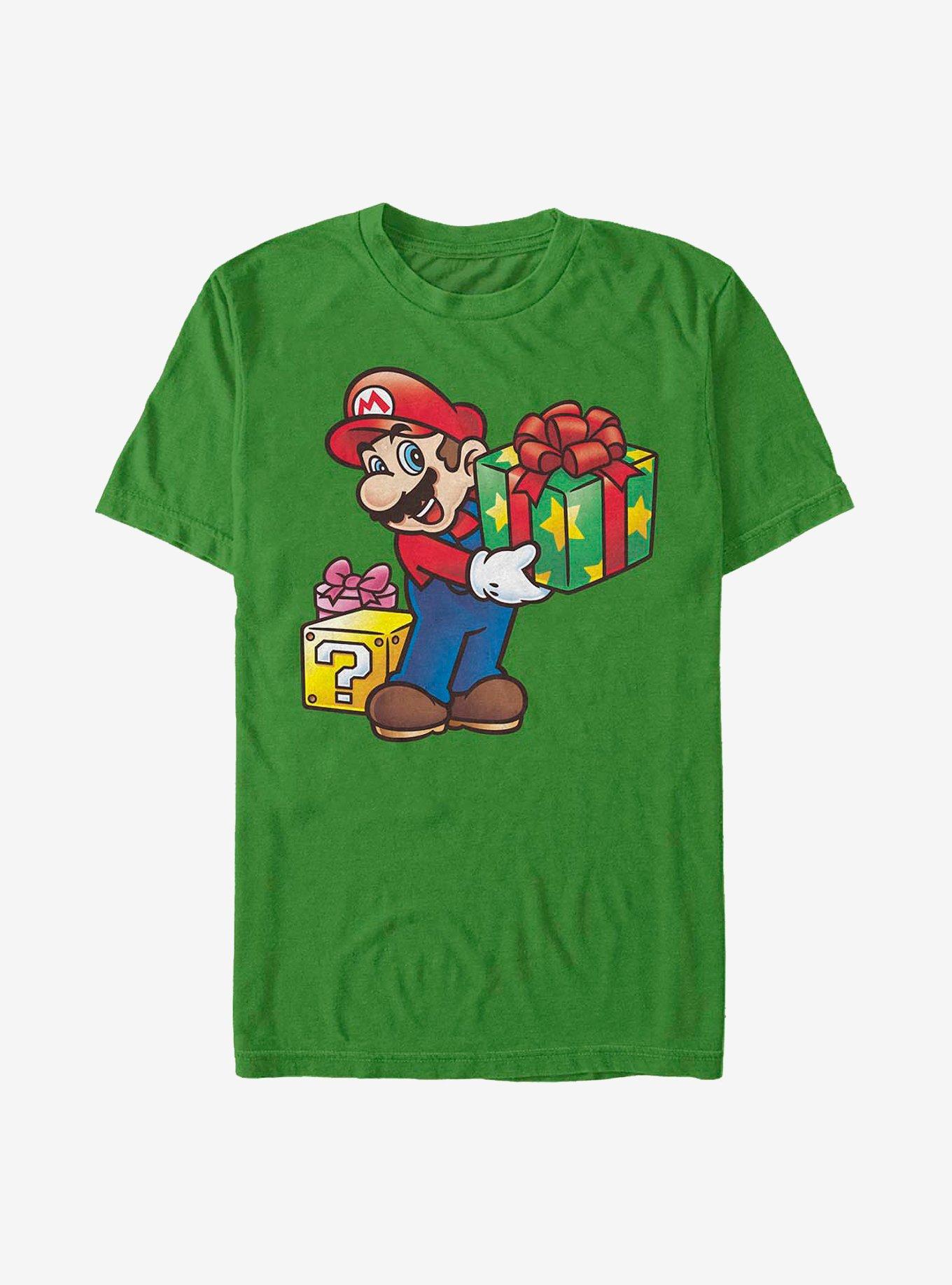 Nintendo Mario Christmas Present T-Shirt | Trending Graphic Tee For Fans