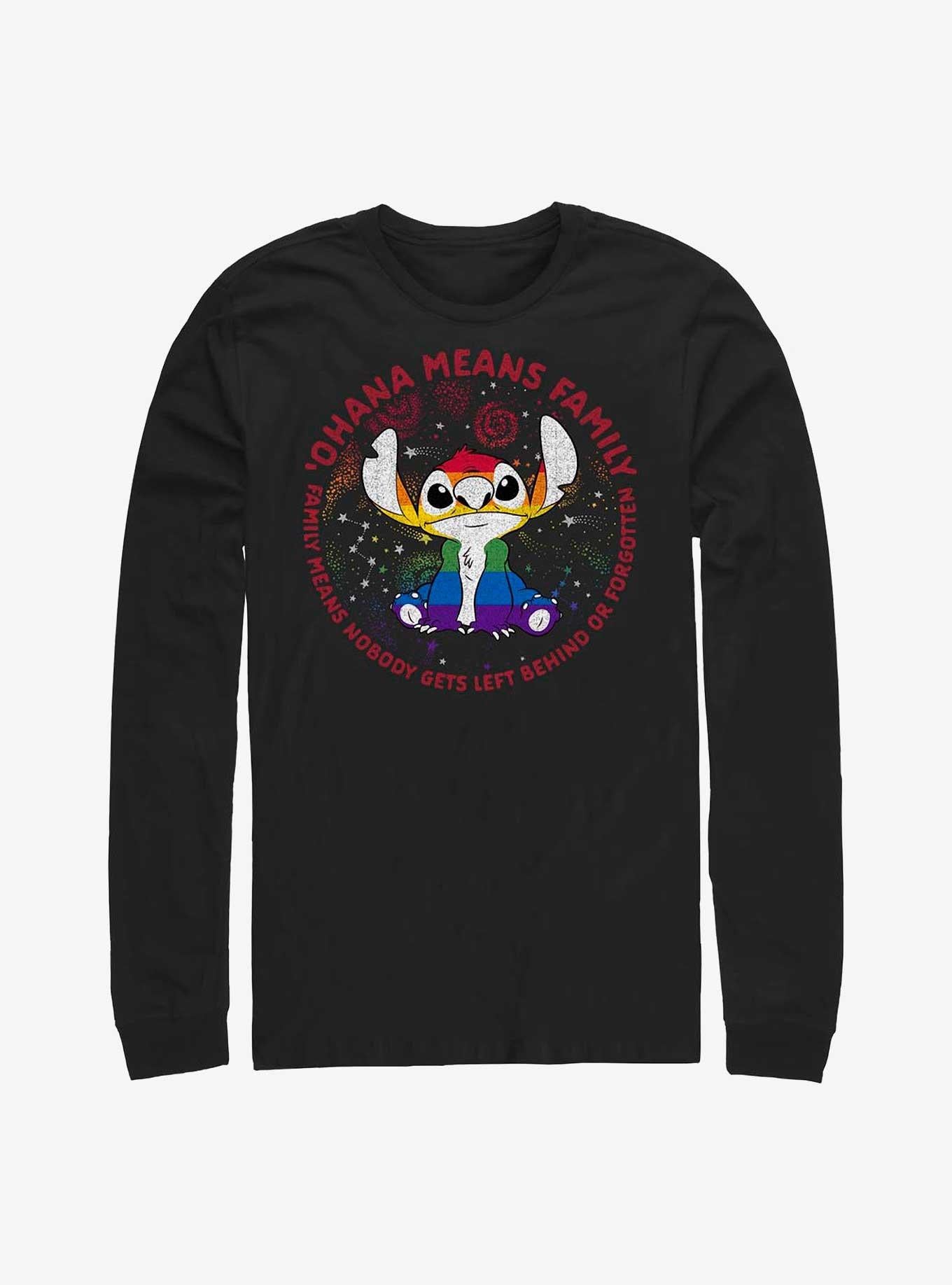 Disney Lilo And Stitch Ohana Means Family Rainbow Pride Long-Sleeve T-Shirt | Trending Graphic Tee For Fans