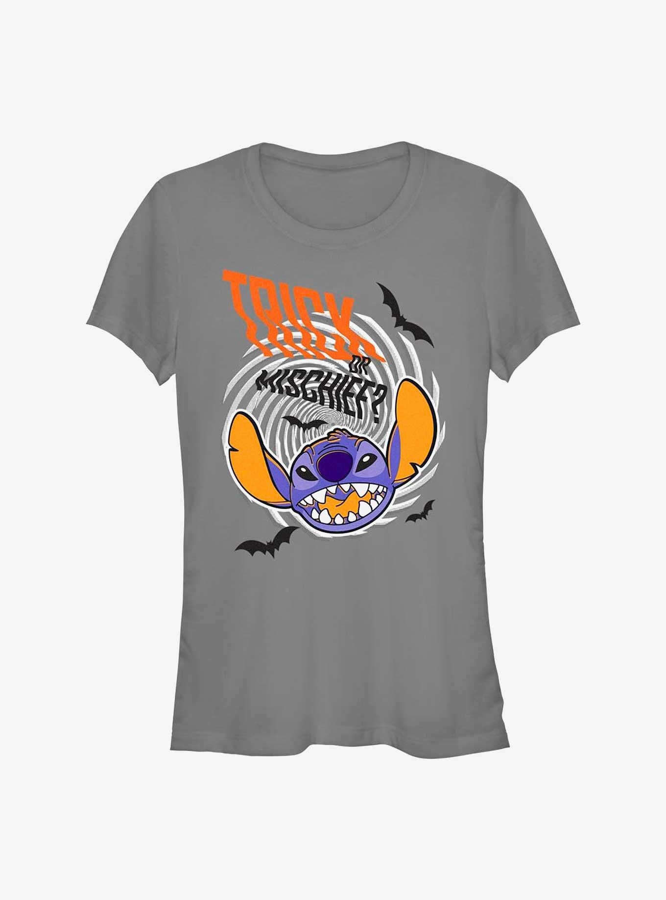 Disney Lilo And Stitch Halloween Trick Or Mischief Girls T-Shirt | Trending Graphic Tee For Fans
