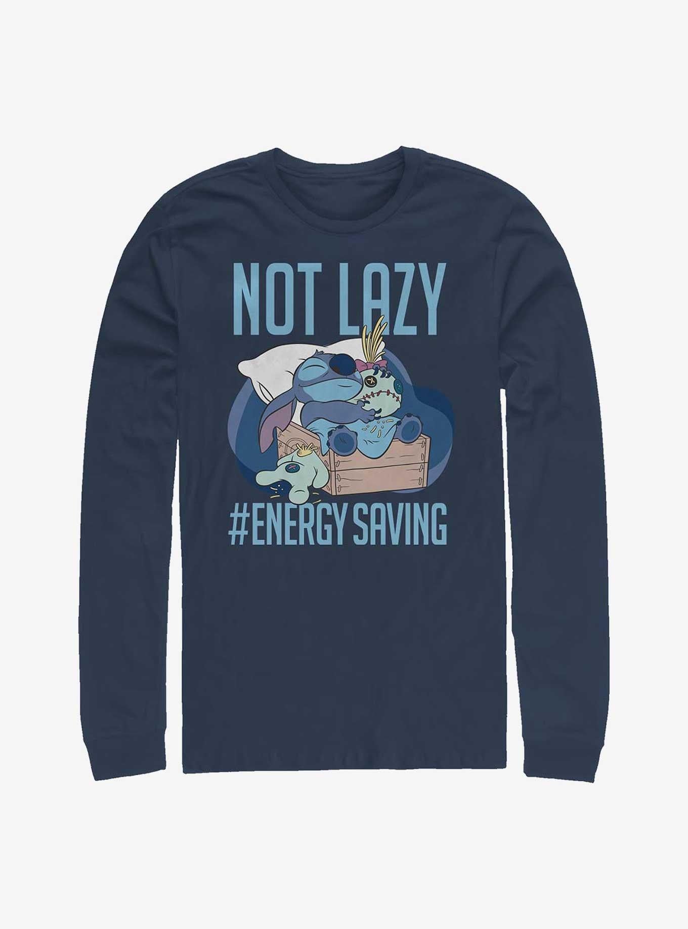 Disney Lilo & Stitch Not Lazy Energy Saving Long-Sleeve T-Shirt | Trending Graphic Tee For Fans