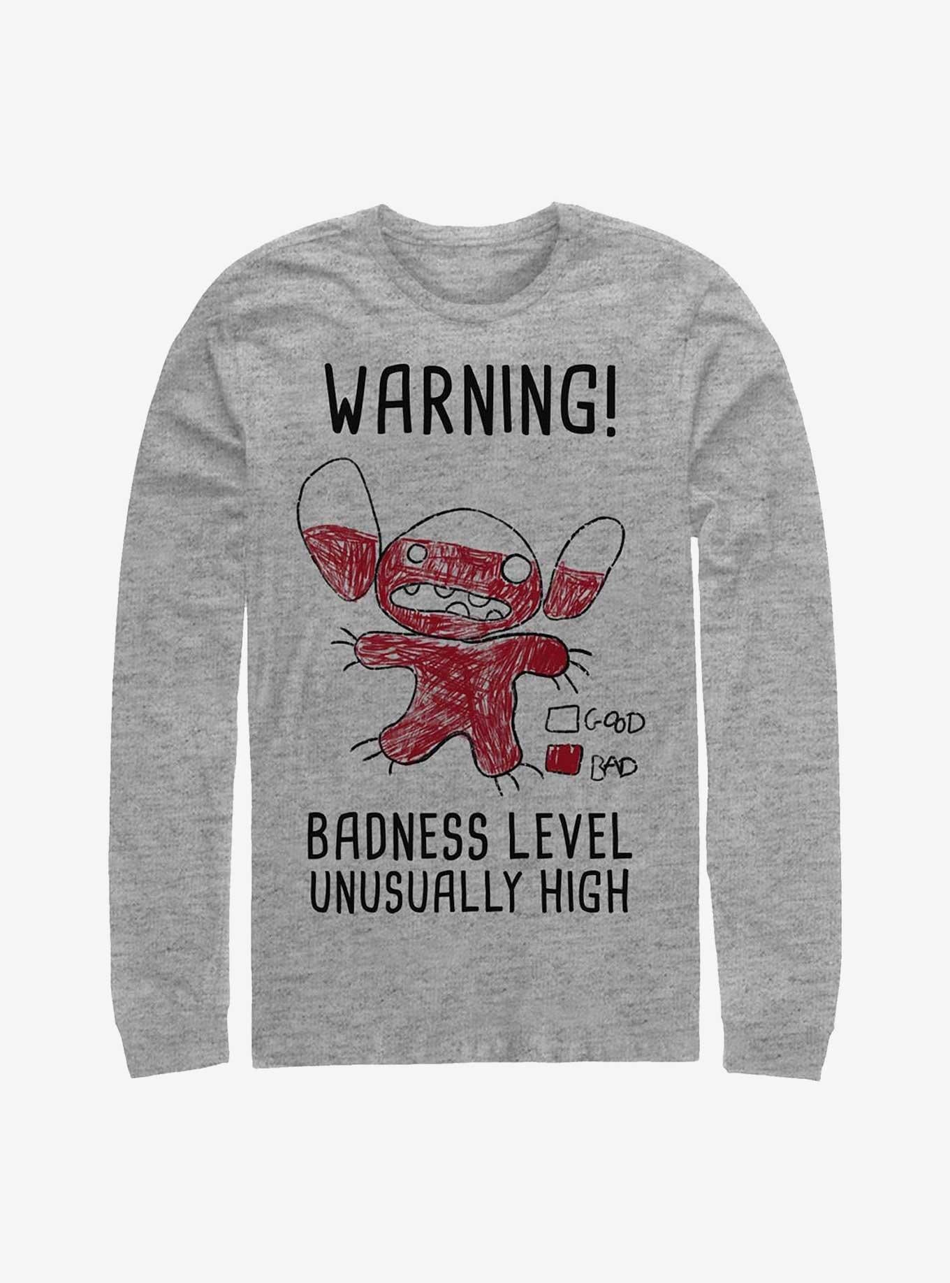 Disney Lilo & Stitch Warning Drawing Sitch Long-Sleeve T-Shirt | Trending Graphic Tee For Fans