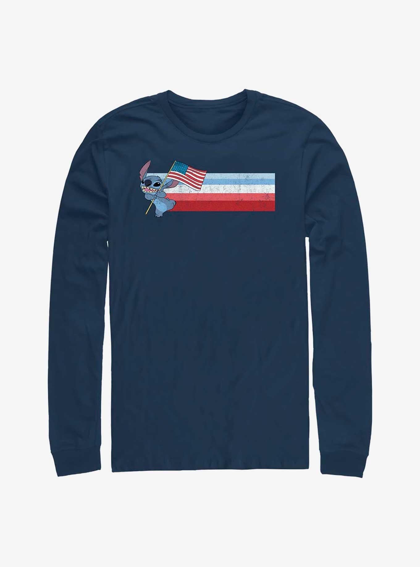 Disney Lilo & Stitch Patriotic Stitch Long Sleeve T-Shirt | Trending Graphic Tee For Fans