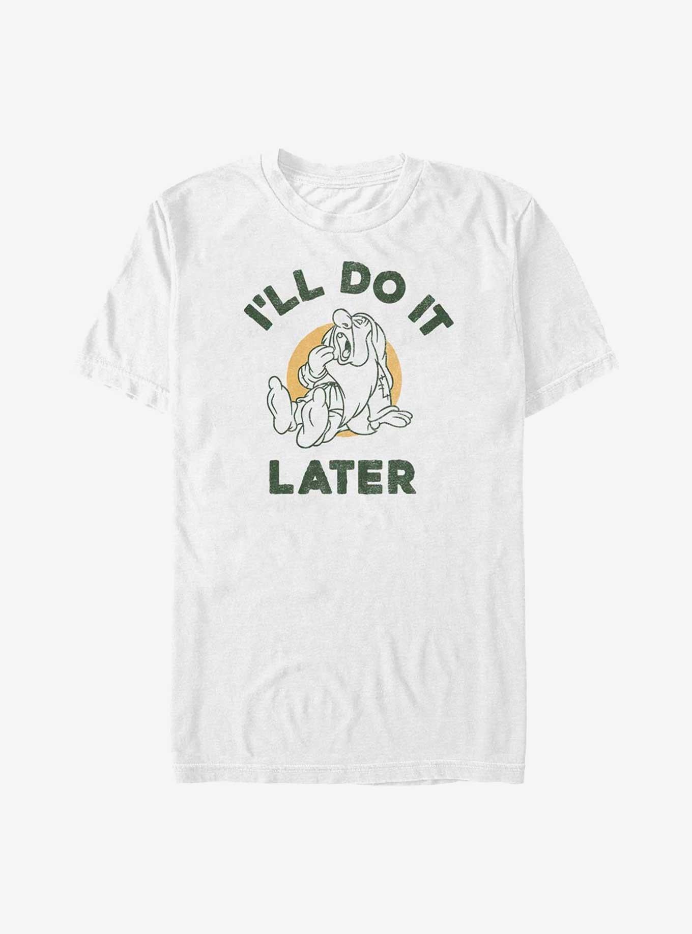 Disney Snow White and the Seven Dwarfs Sleepy Do It Later T-Shirt | Trending Graphic Tee For Fans