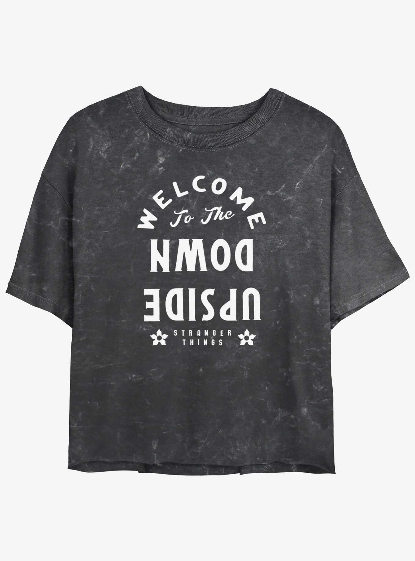 Stranger Things Welcome to the Upside Down Mineral Wash Crop Girls T-Shirt | Trending Graphic Tee For Fans